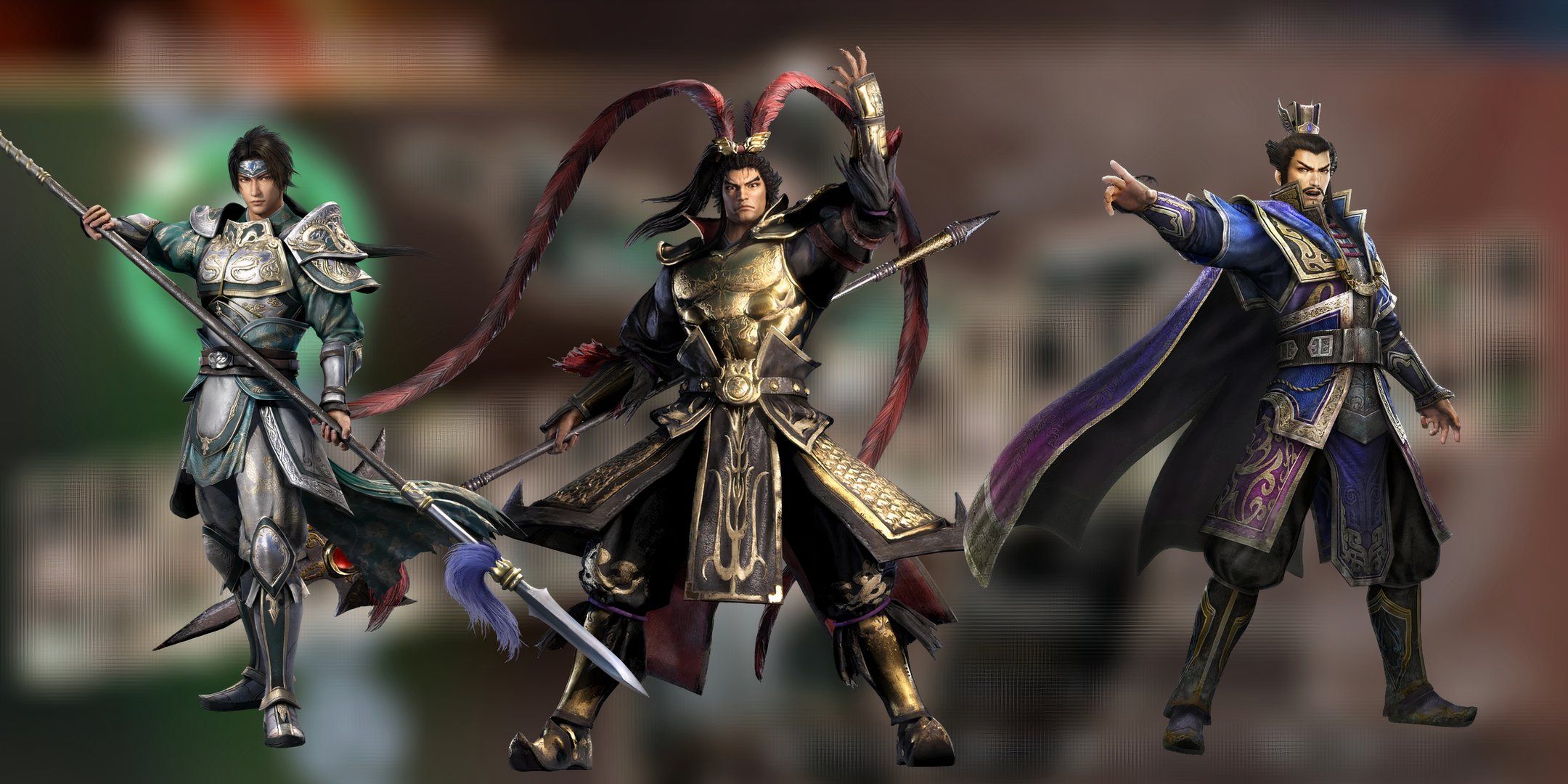 Zhao Yun on the left, Lu Bu in the middle, Cao Cao on the right.