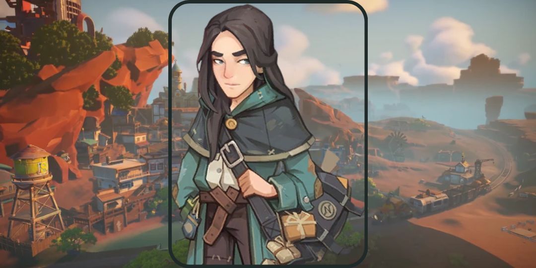 Fang from My Time At Sandrock is shown. He is a shy looking man with long dark hair and a satchel.