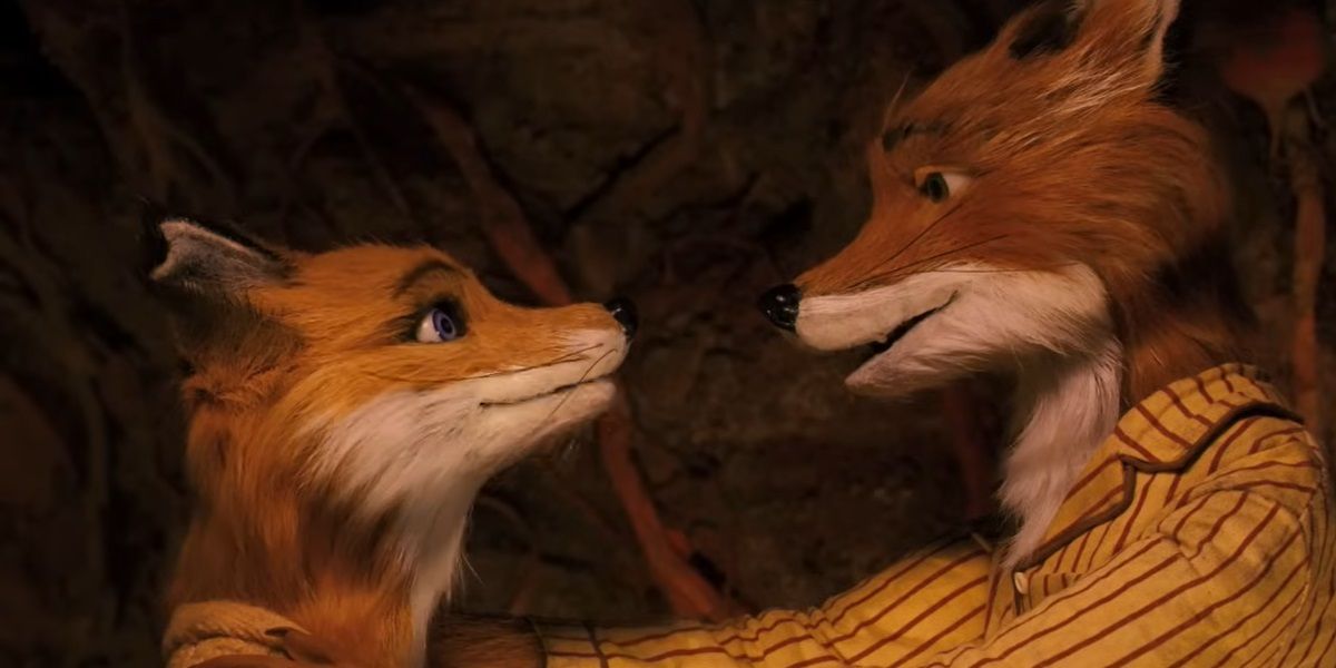 Mr and Mrs Fox smiling at each other in Fantastic Mr Fox.