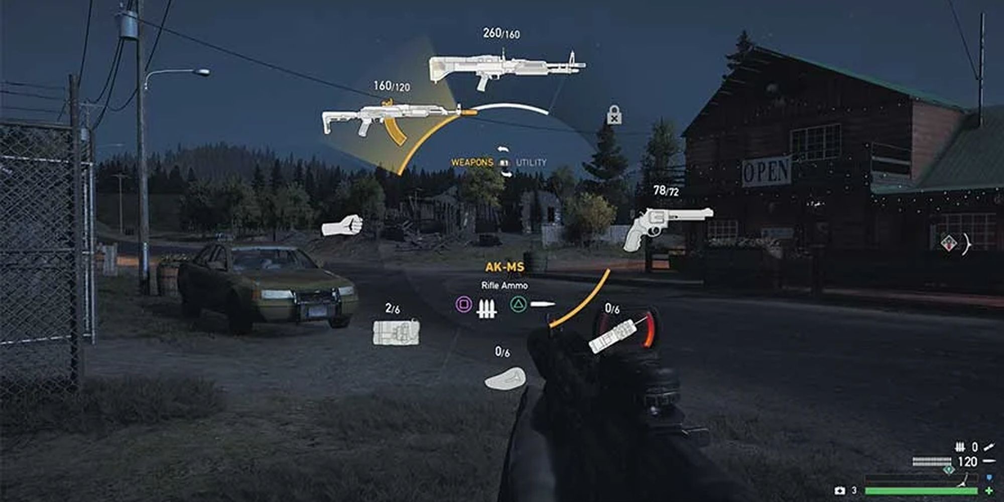 Spinning the weapon wheel in Far Cry 5.