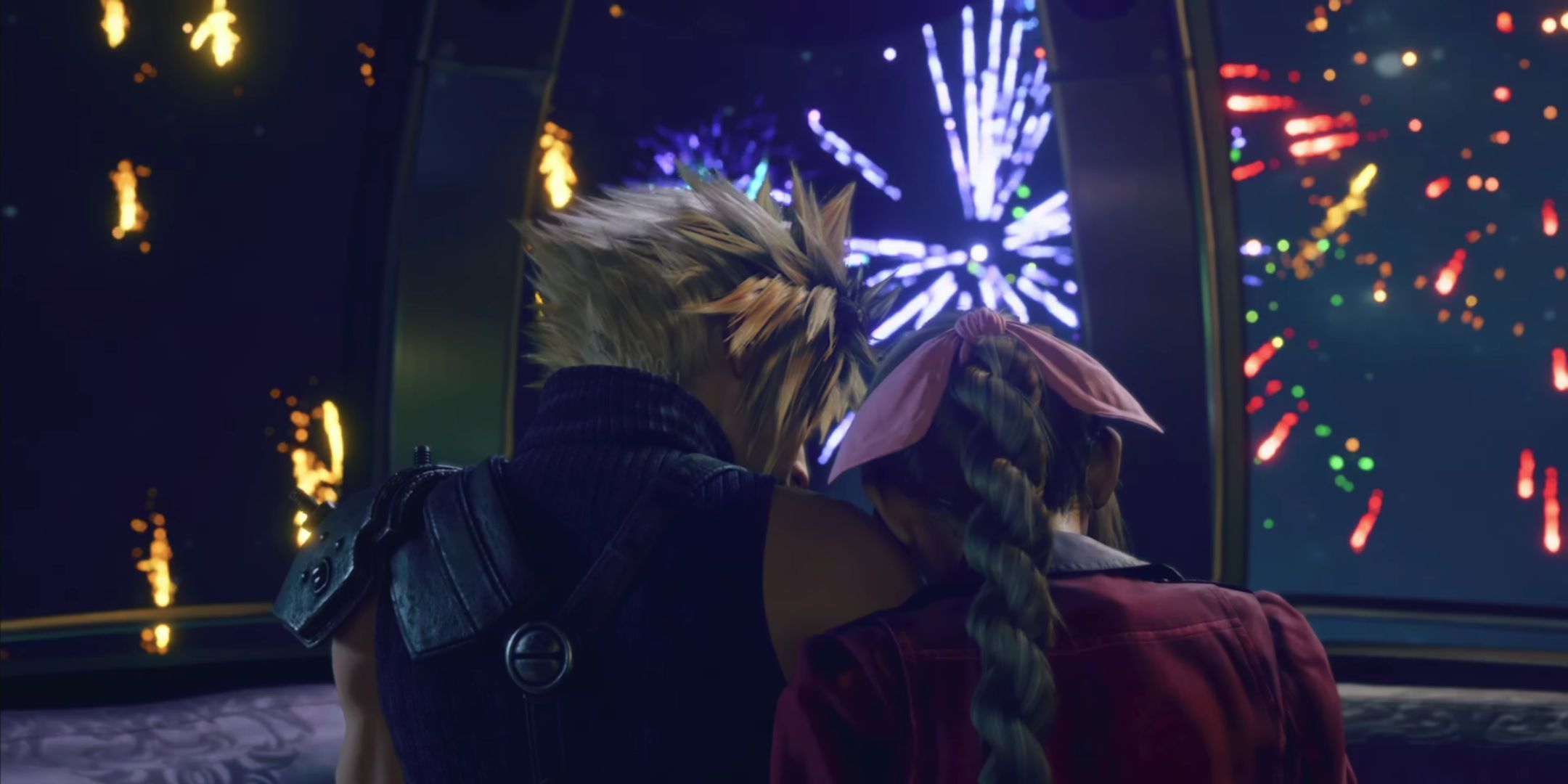 Cloud and Aerith on a date in Final Fantasy 7 Rebirth.