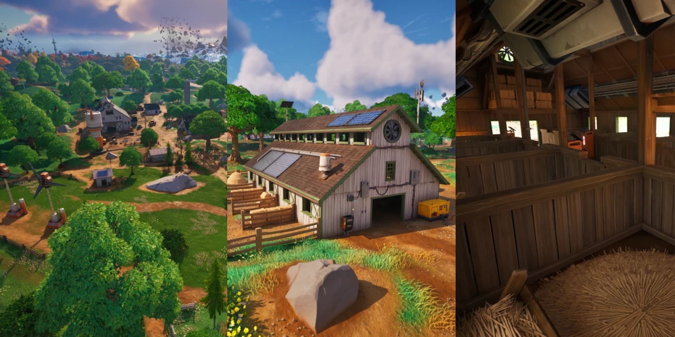 Barn and fields in Fortnite&rsquo;s Frenzy Fields POI.