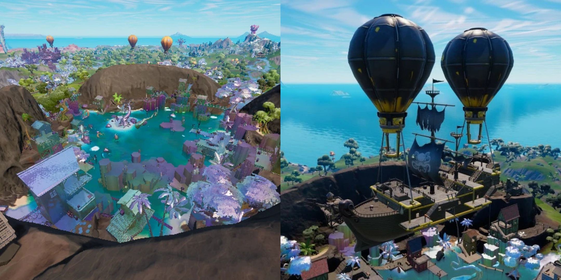 Fortnite&rsquo;s Lustrous Lagoon POI and The Driftwood floating ship.