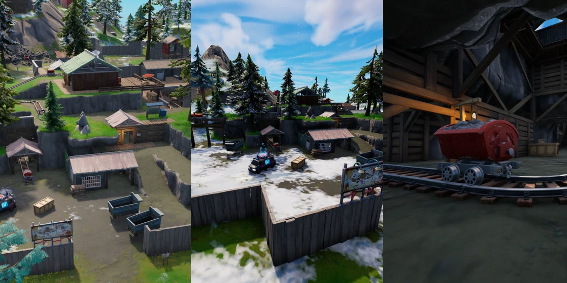 Interiors and exteriors of Fortnite&rsquo;s Shifty Shafts POI.