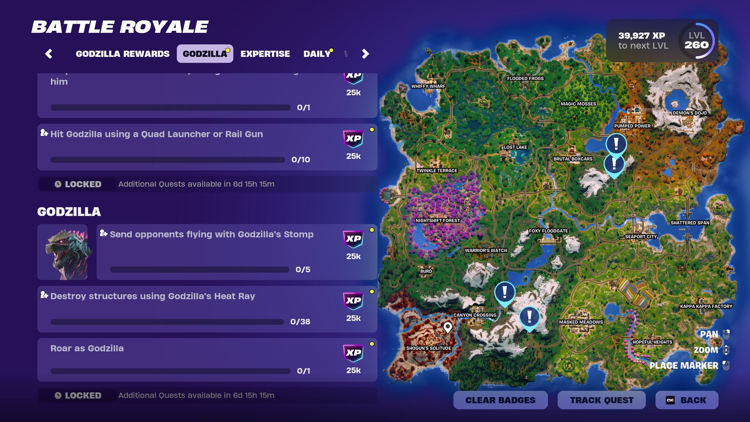 چالش های گودزیلا از تلاش گودزیلا - Fortnite