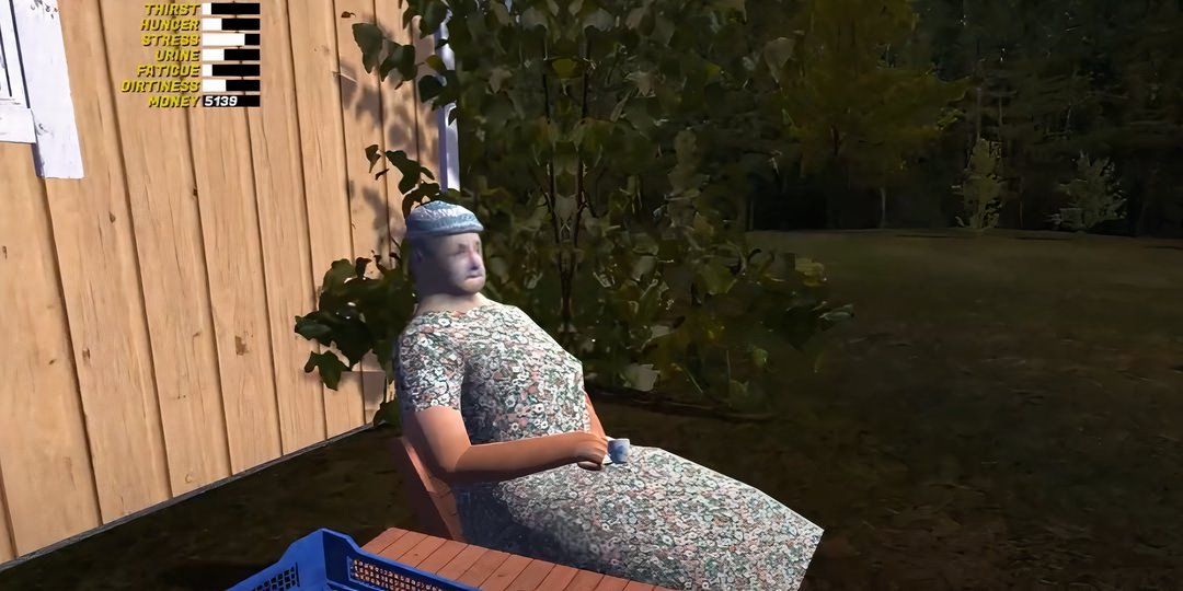 Player sitting with grandma in My Summer Car.