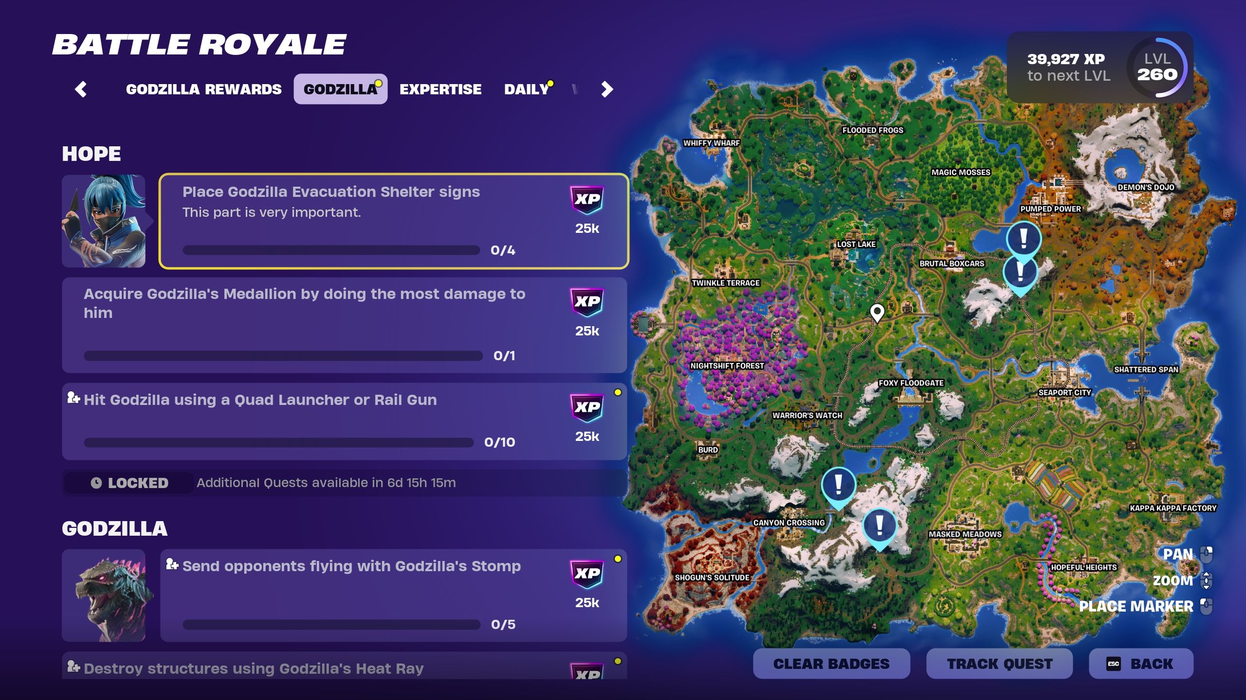 چالش های امید از تلاش گودزیلا - Fortnite