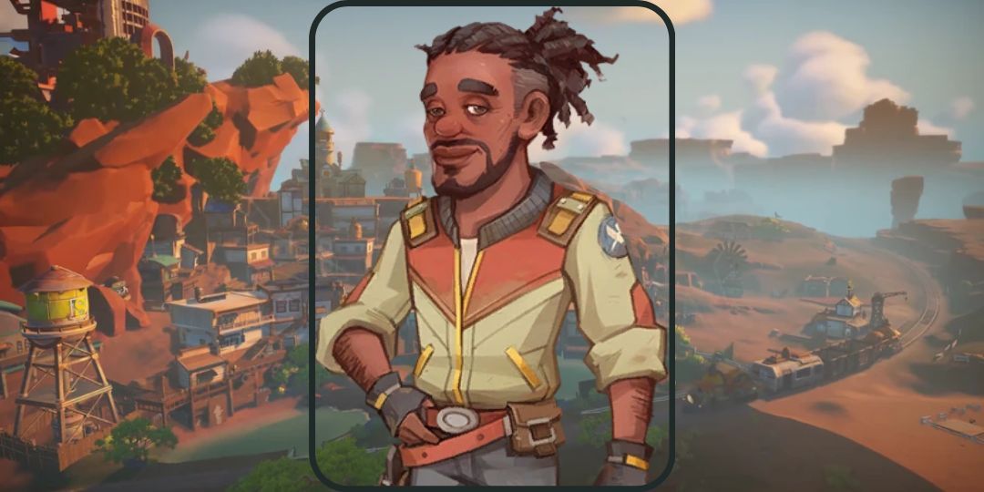 Justice from My Time At Sandrock is shown. He has dark brown hair and a yellow coat.