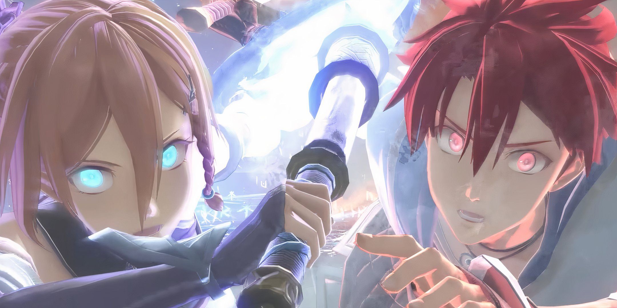 Karja And Adol Powered Up With Mana And Attacking Together In Ys X: Nordics.