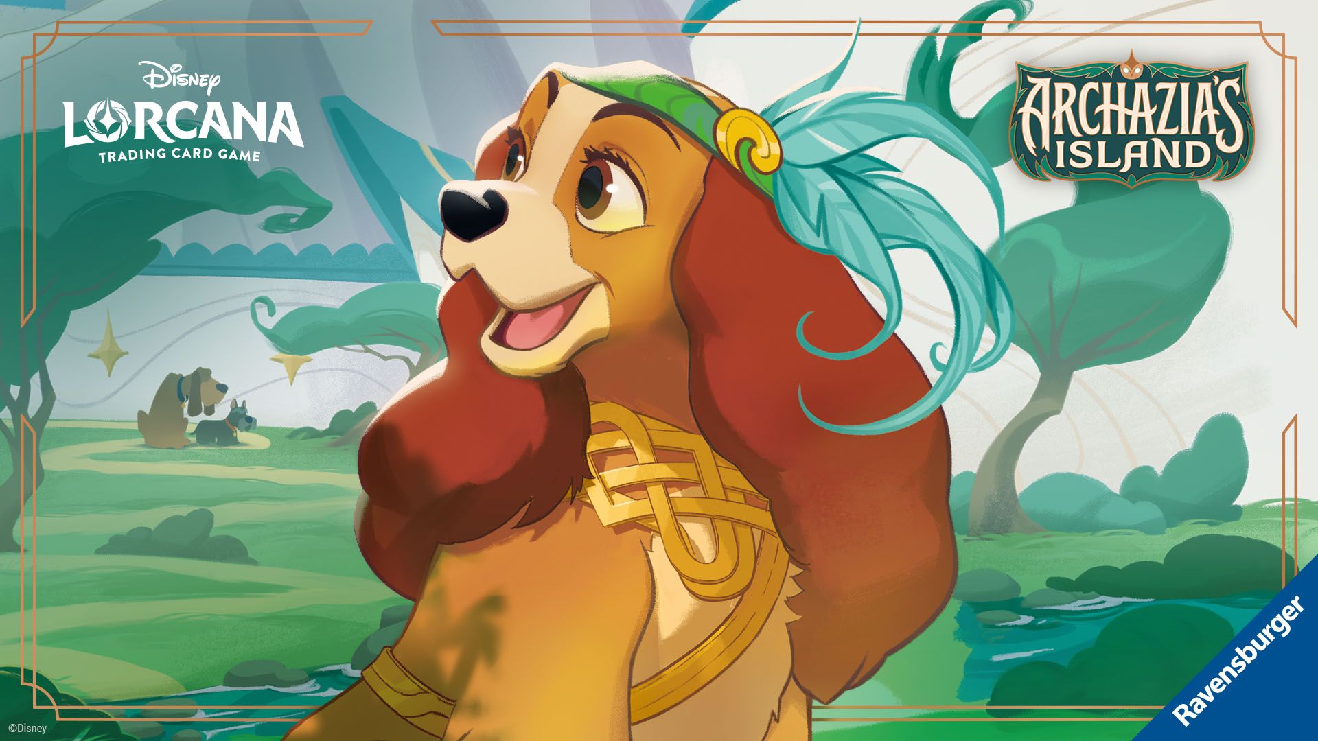Lady as a Glimmer in Disney Lorcana&rsquo;s Archazia&rsquo;s Island set.