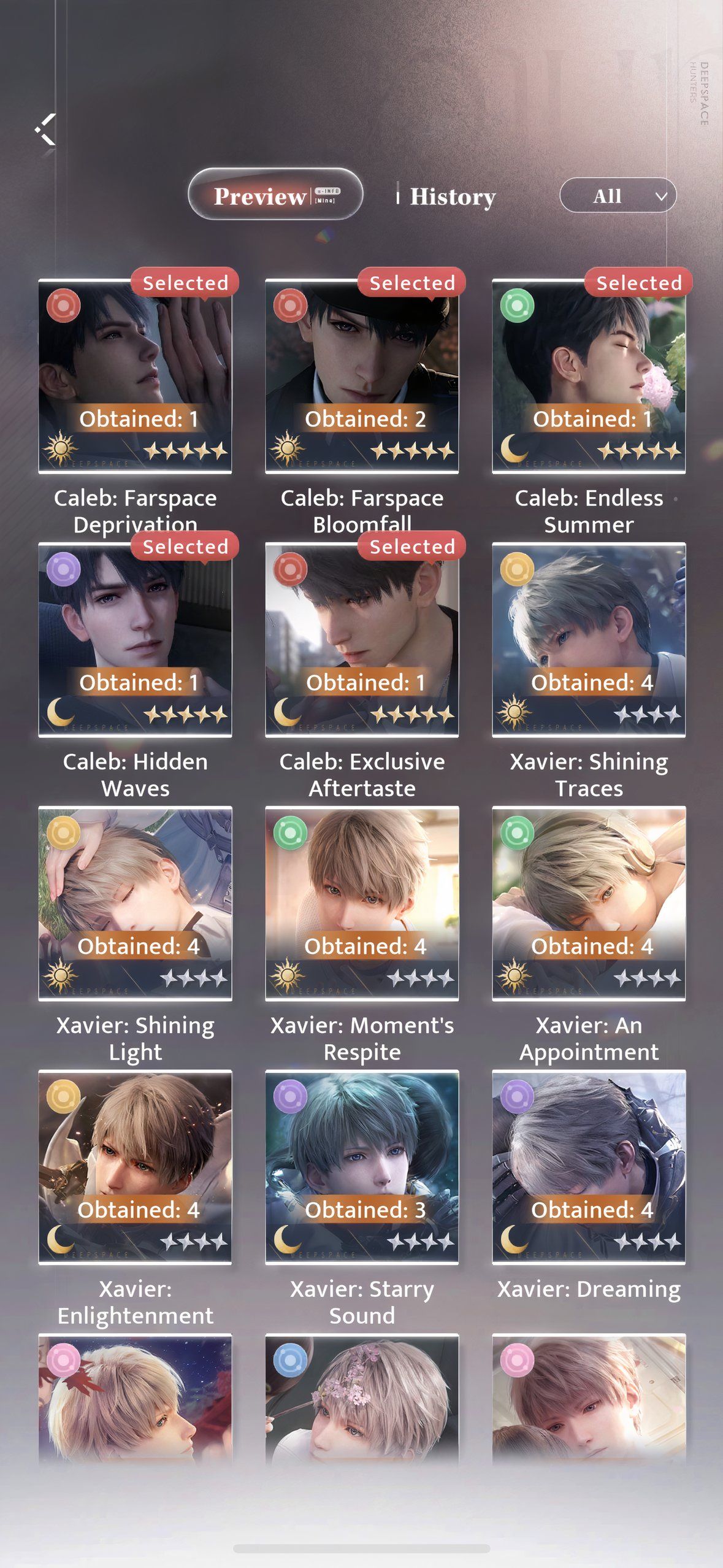 Love And Deepspace: An image of the possible memory reward for Sky&rsquo;s Embrace.