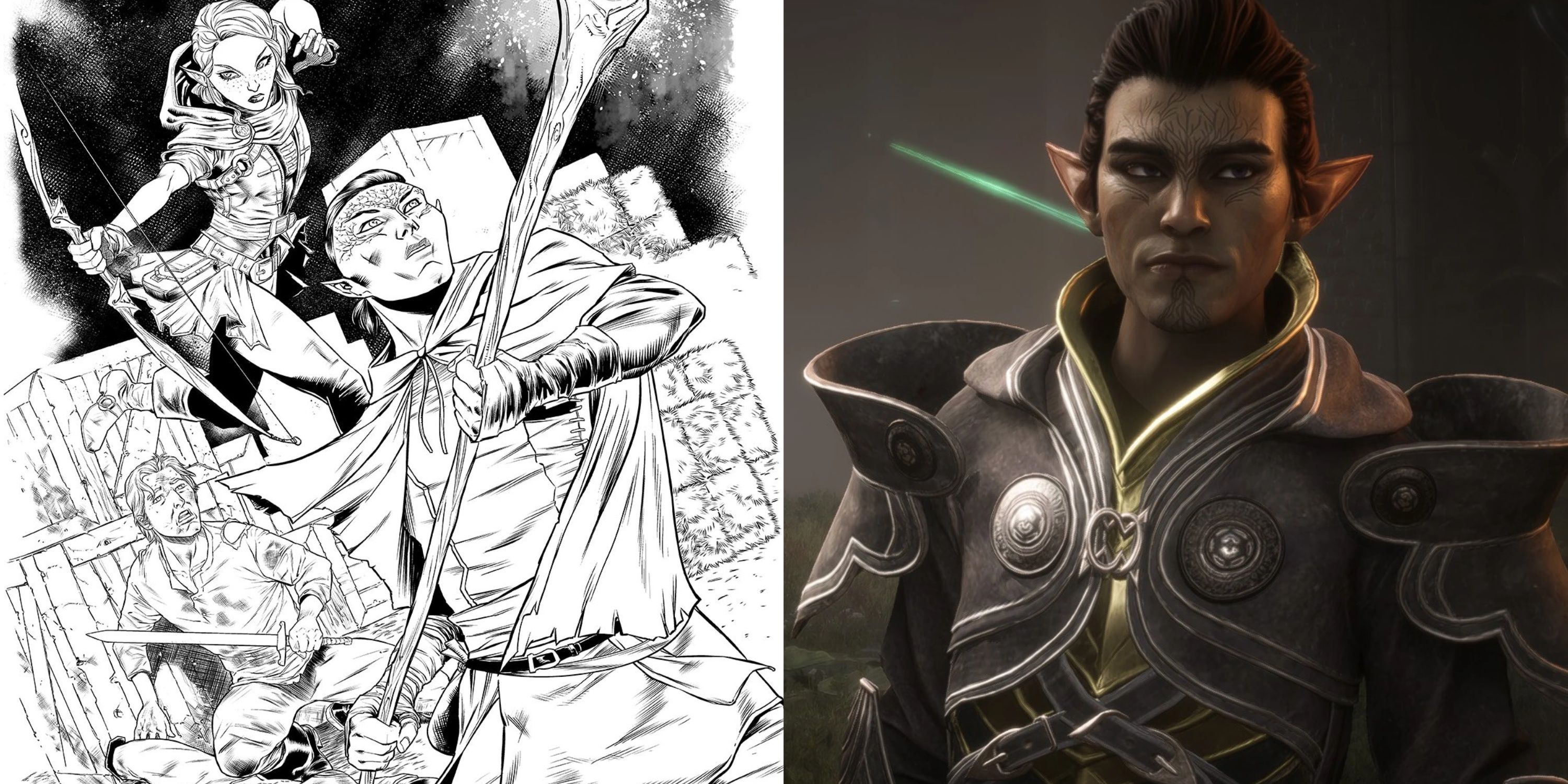Felassan in Masked Empire (left); Felassan in Dragon Age Veilguard (right).