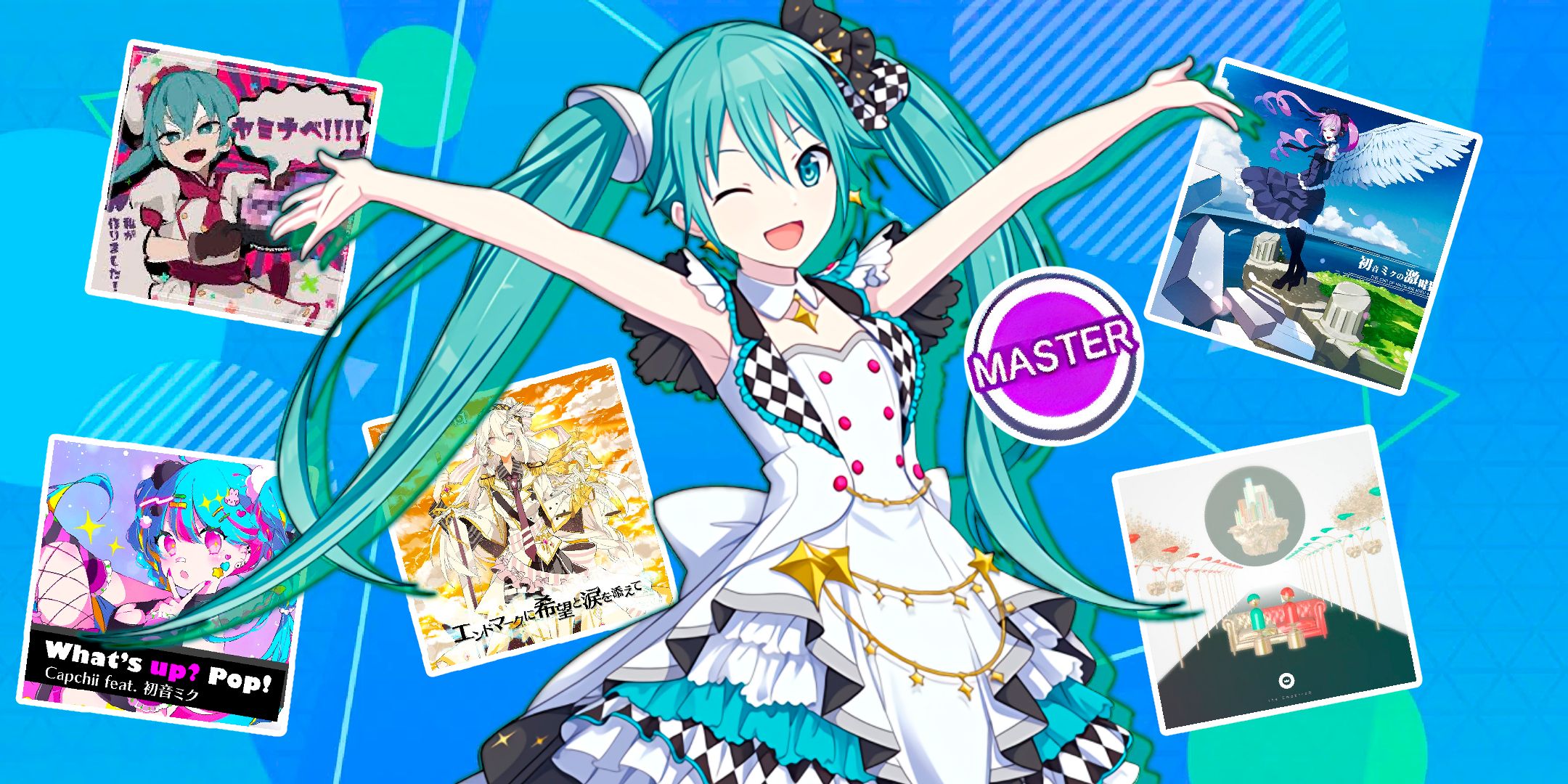 More-More Jump Hatsune Miku Surrounded By The Track Covers For YAMINABE!!!!, What&rsquo;s Up? Pop!, End Mark Ni Kibou To Namida Wo Soete, The Intense Voice Of Hatsune Miku And The EmpErroR From Hatsune Miku: Colorful Stage!
