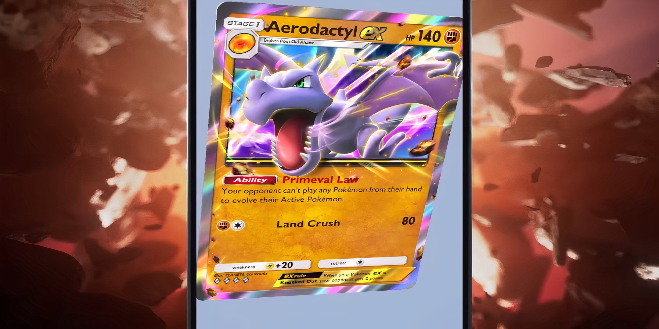 Pokémon TCG Pocket aerodactyl ex tilted forward