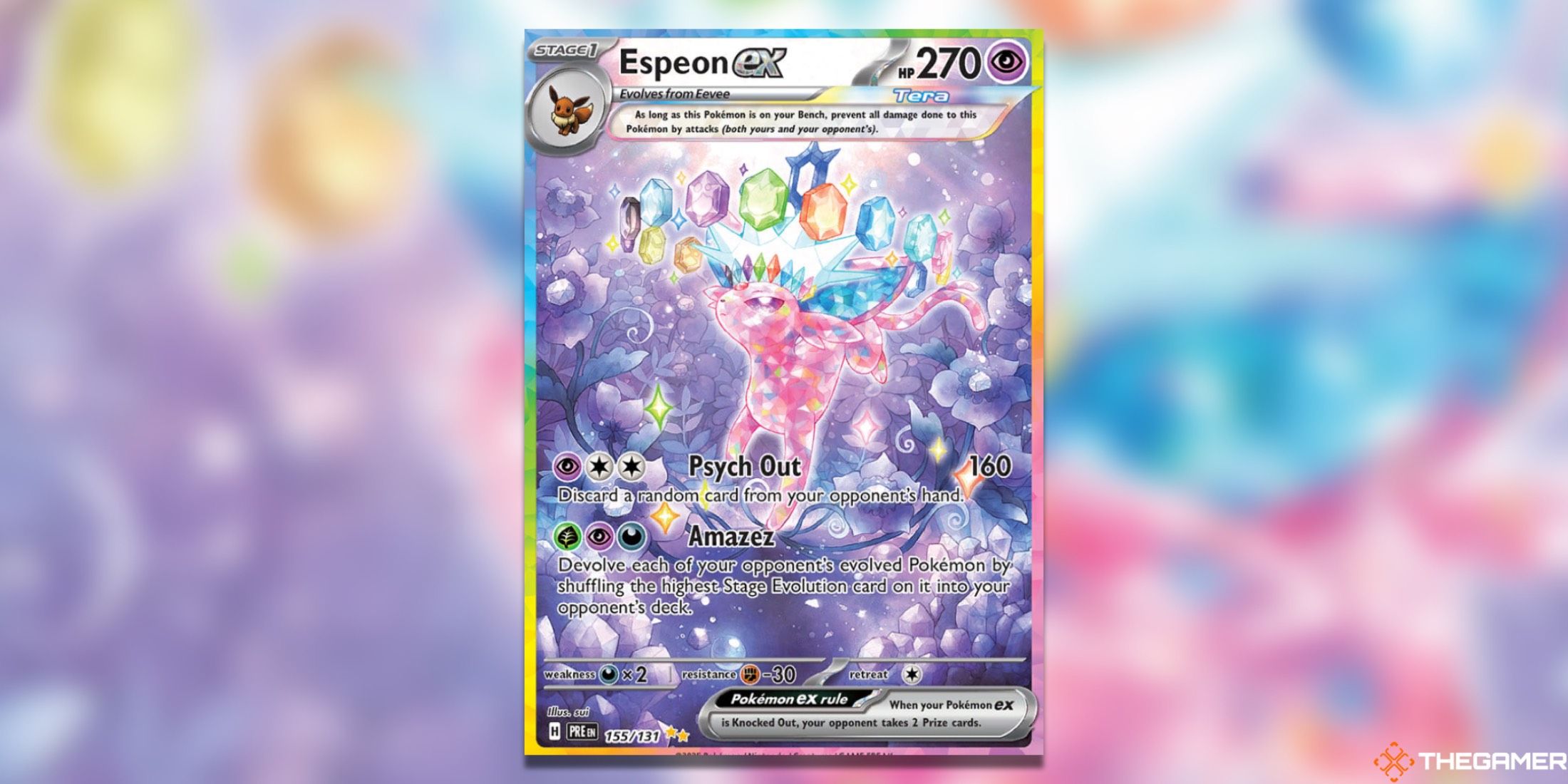 The Prismatic Evolutions Espeon ex Special Illustration Rare from the Pokemon TCG.