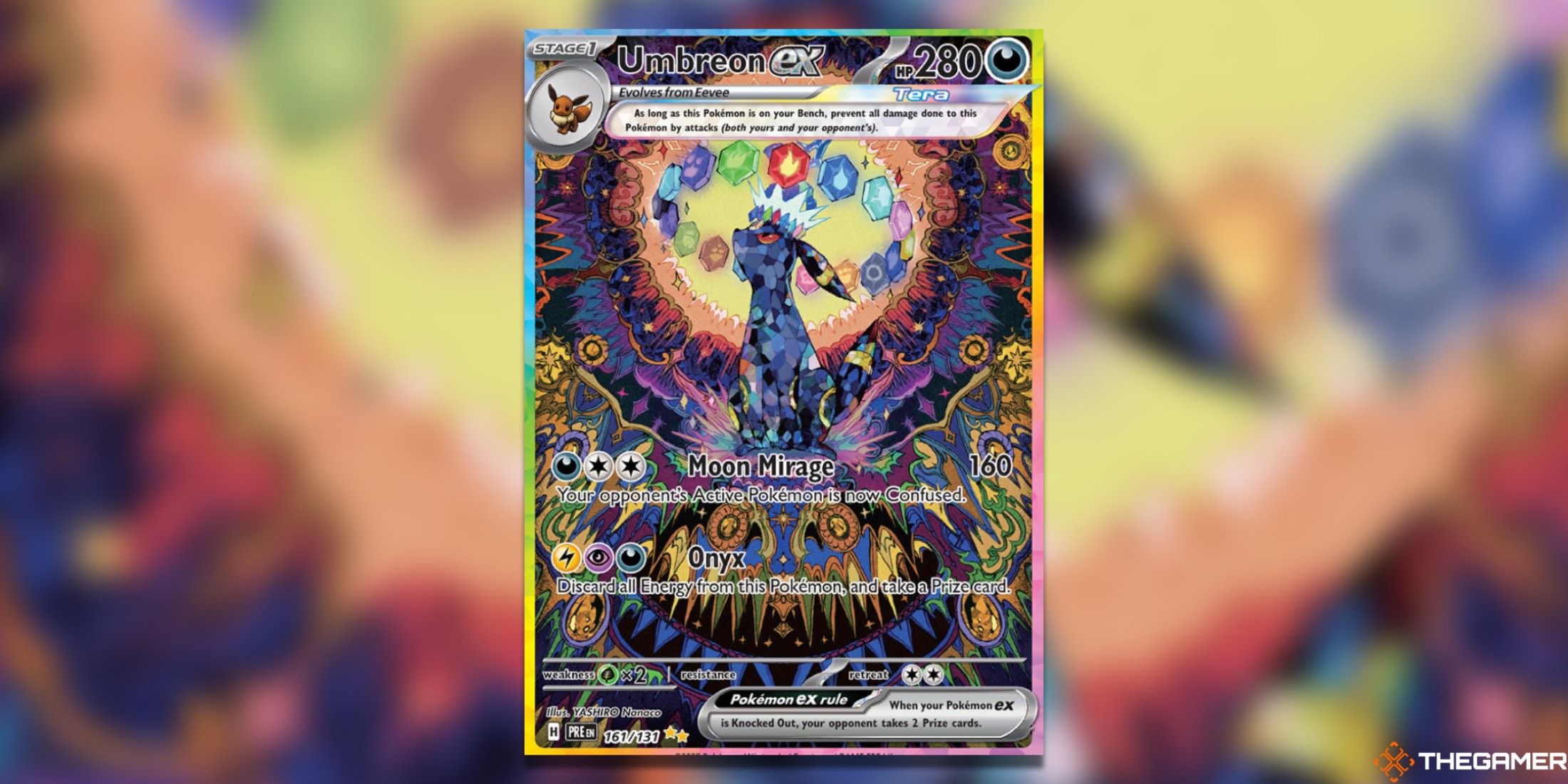 The Prismatic Evolutions Umbreon ex Special Illustration Rare from the Pokemon TCG.