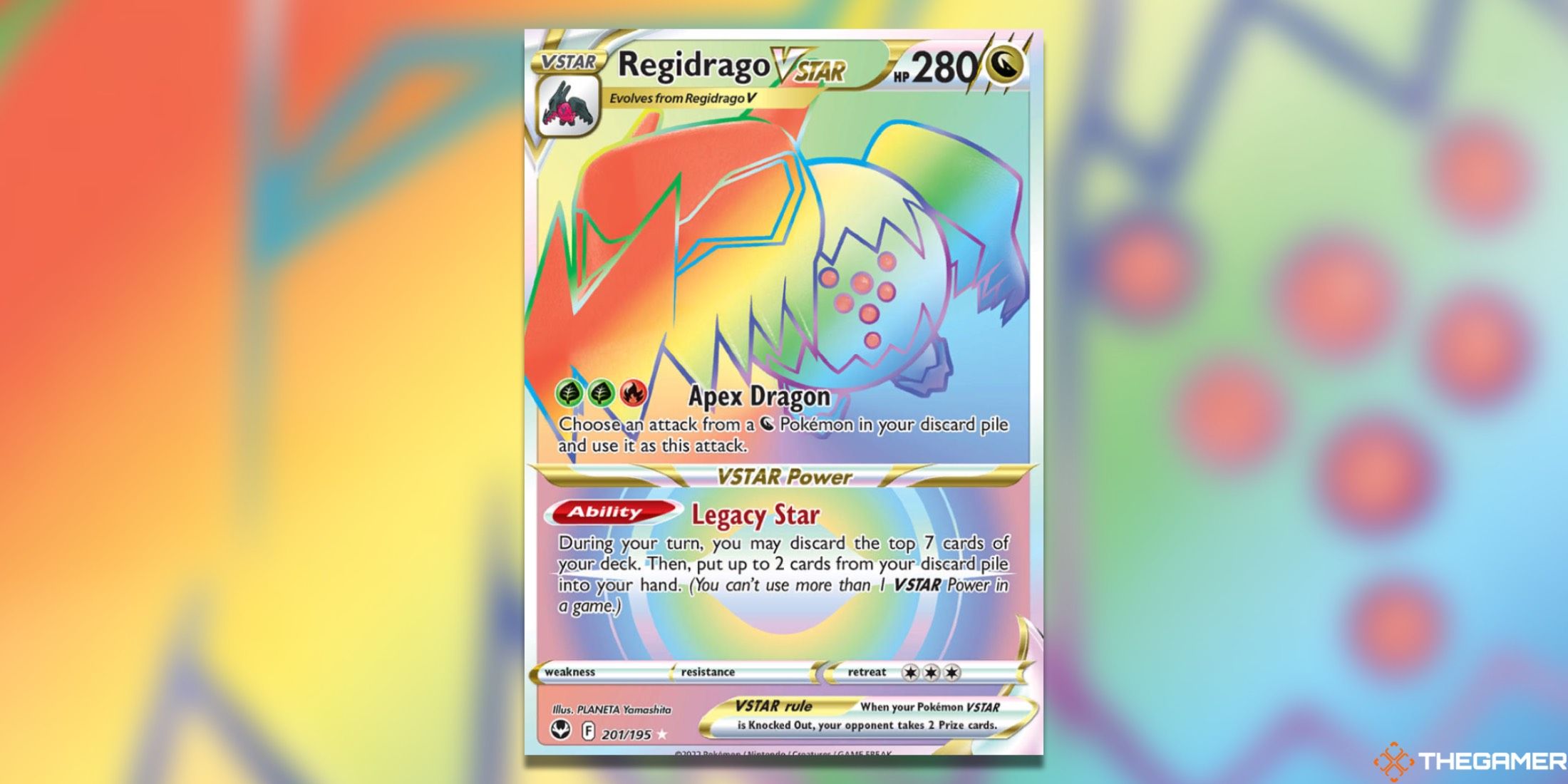 The Silver Tempest Redidrago VSTAR Secret Rare from the Pokemon TCG.