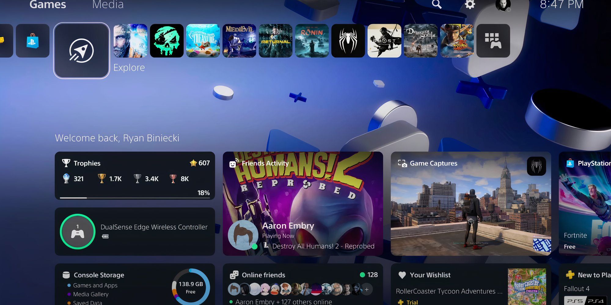 ps5 ui welcome hub