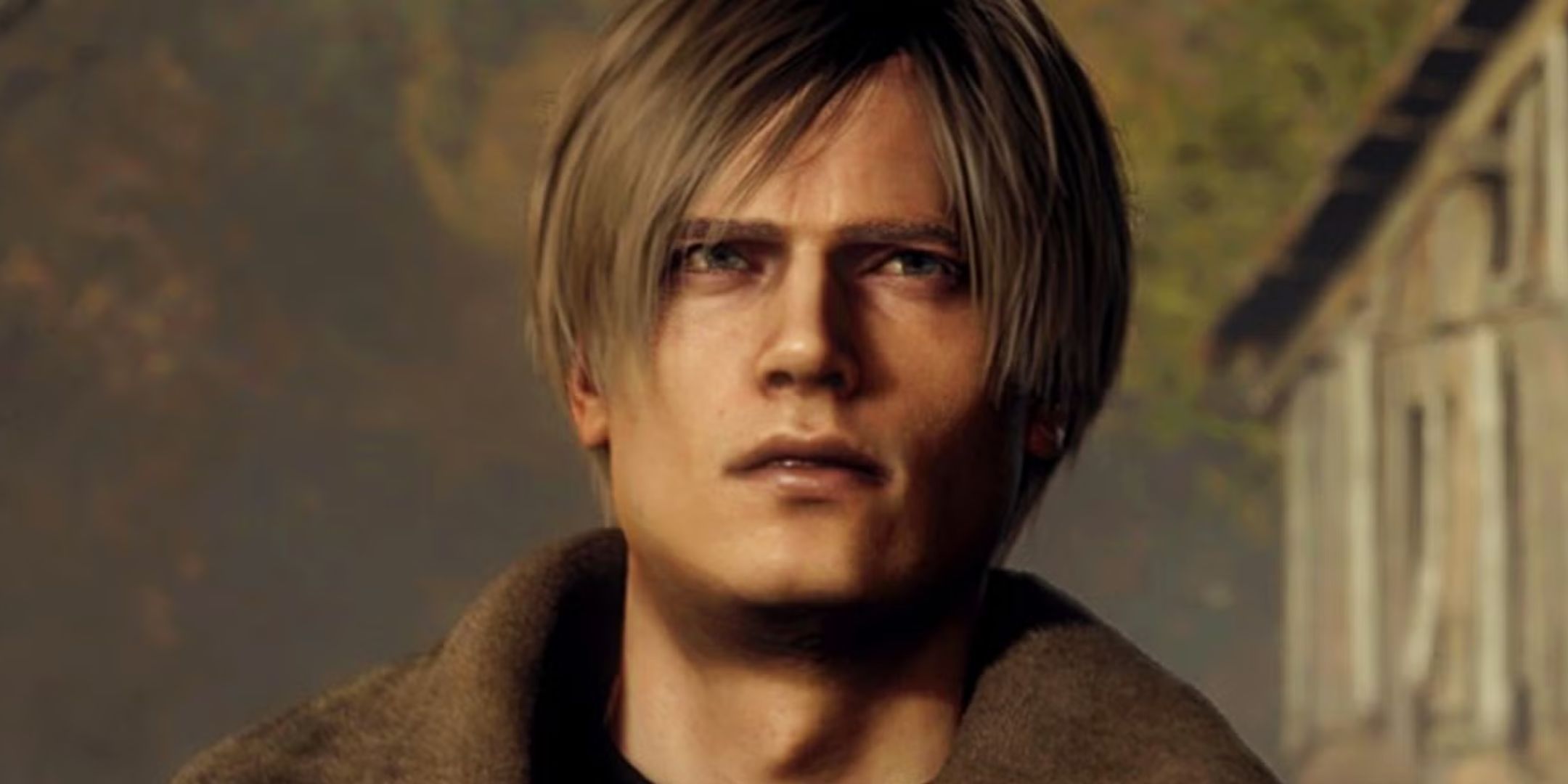 Leon S. Kennedy from Resident Evil 4 Remake looking perplexed