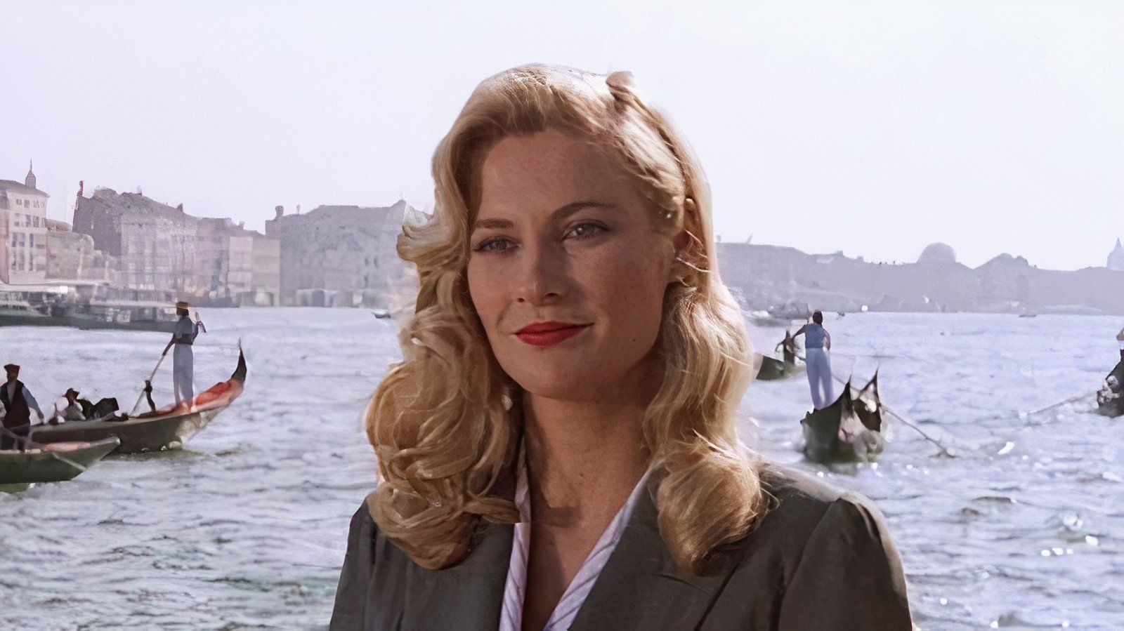 Elsa Schneider standing on the docks in Venice.