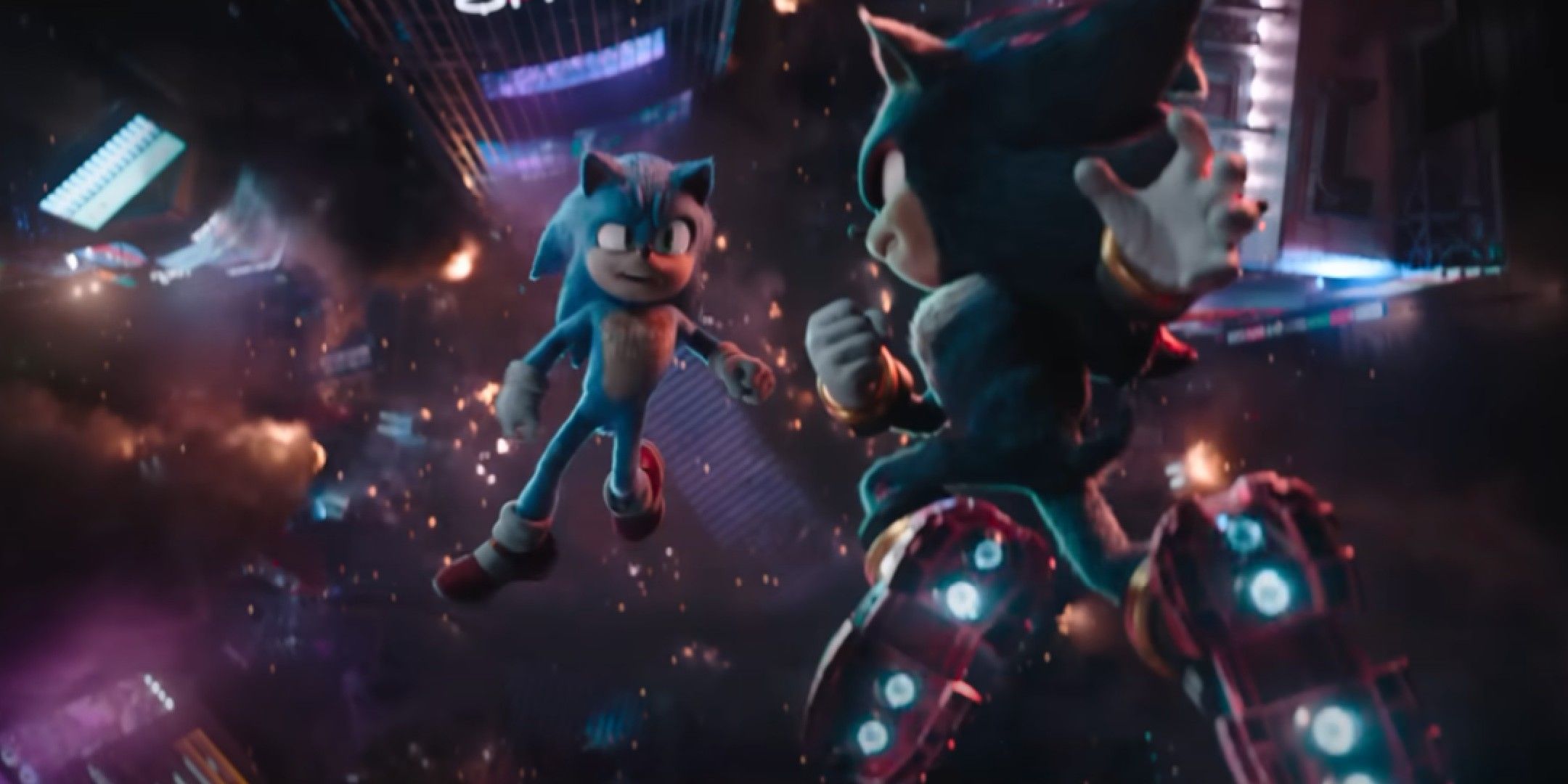 Sonic the Hedgehog 3 image showing Sonic and Shadow.