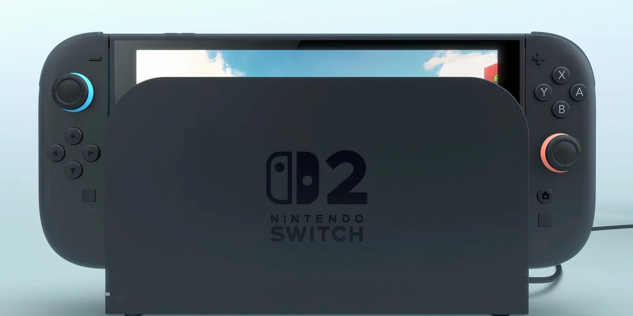 Switch 2 system docked against a white background.