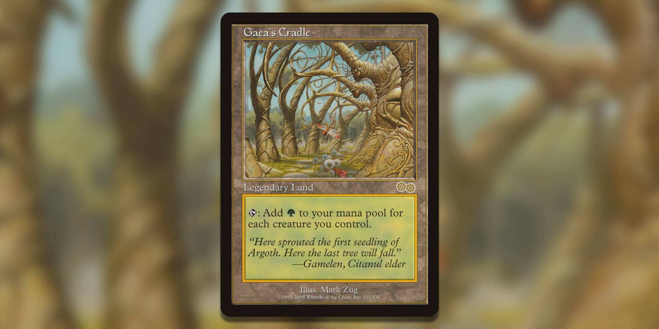 The Magic The Gathering card Gaea's Cradle by Mark Zug.