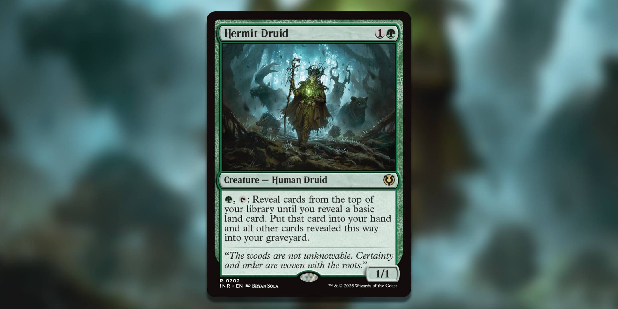 The Magic the Gathering card Hermit Druid by Bryan Sola.