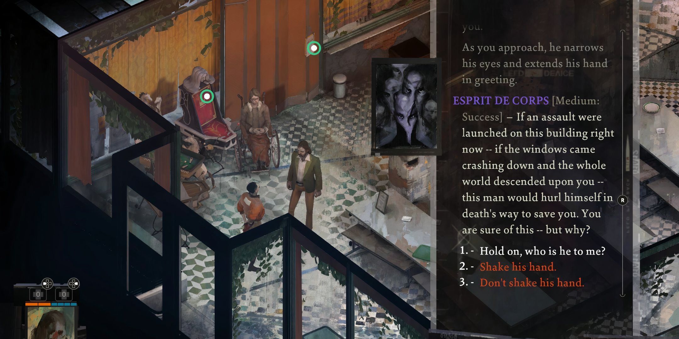 صفحه بررسی مهارت Esprit de Corps در Disco Elysium.