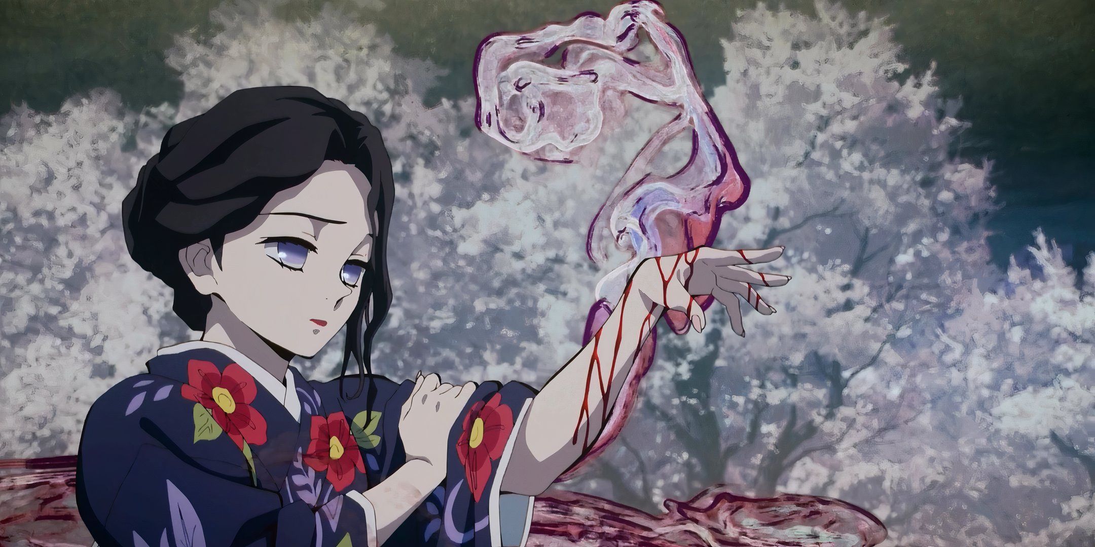 Tamayo using her blood demon art in Demon Slayer.