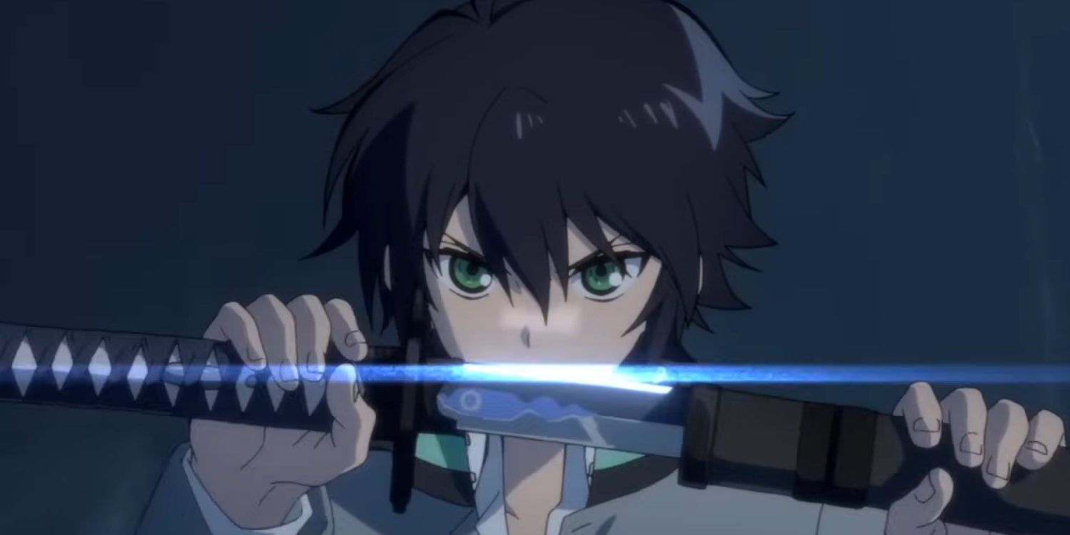 Yuichiro Hyakuya taking out his sword in Seraph of the End.