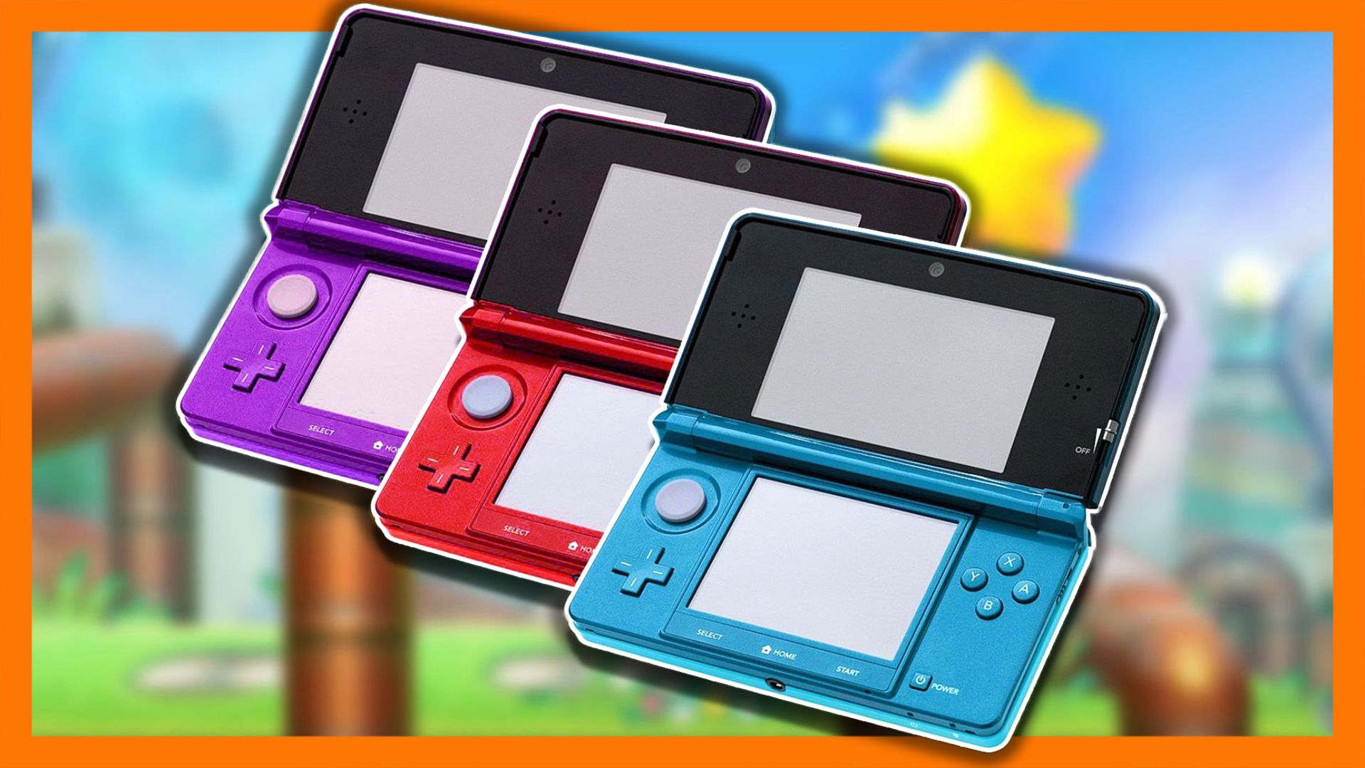 Three different 3DS'es overlaid atop of each other.