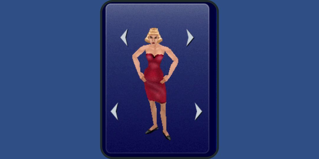 A Sim from the Sims wears the iconic red dress Bella Goth adores.