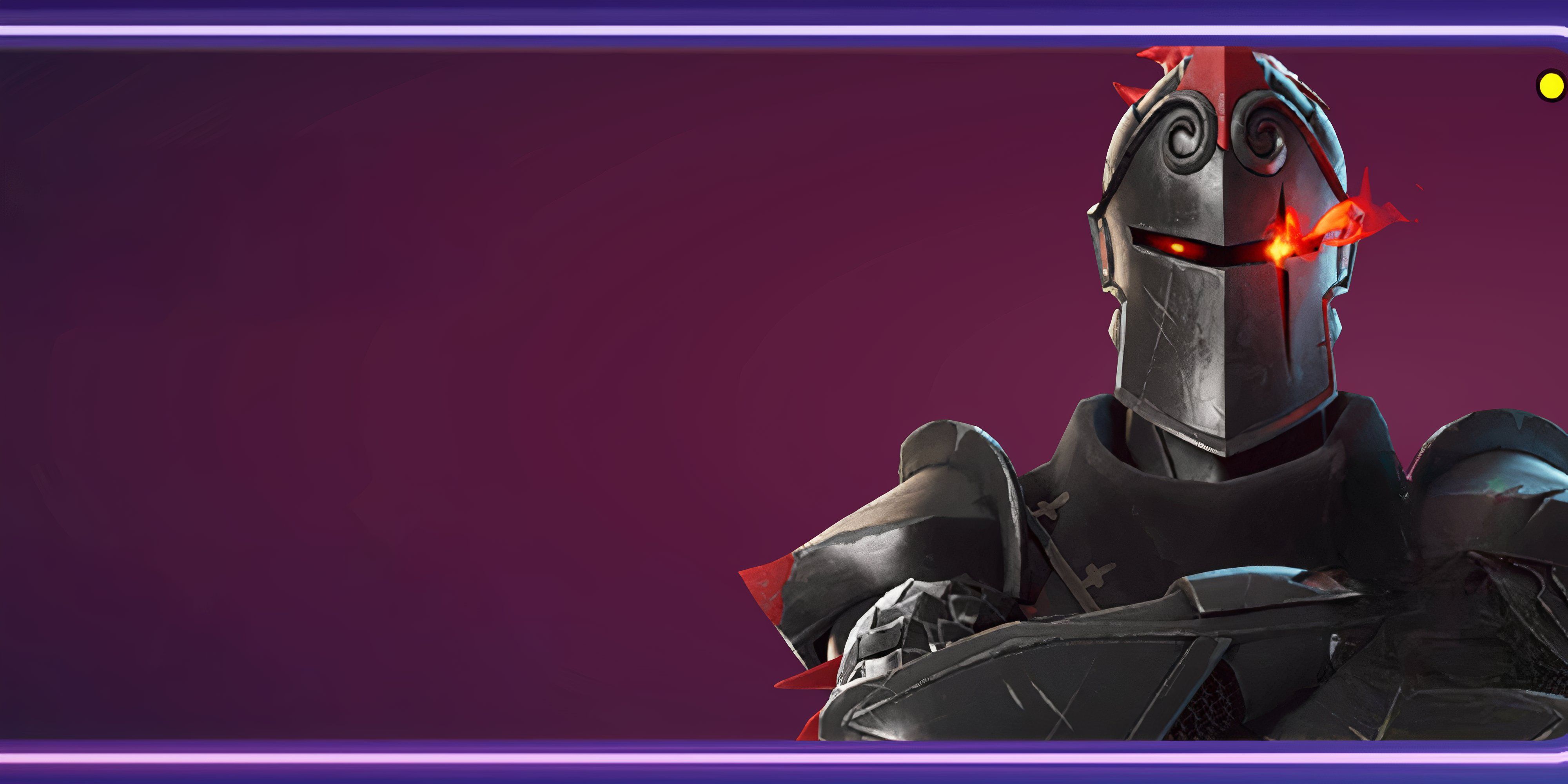 A picture of a black knight armor skin with red flaming eyes - Fortnite