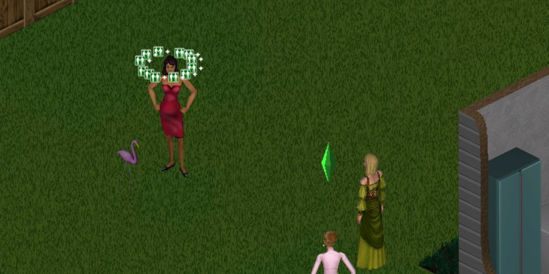 A Sim uses a spell to boost her relationship with Bella Goth in The Sims.