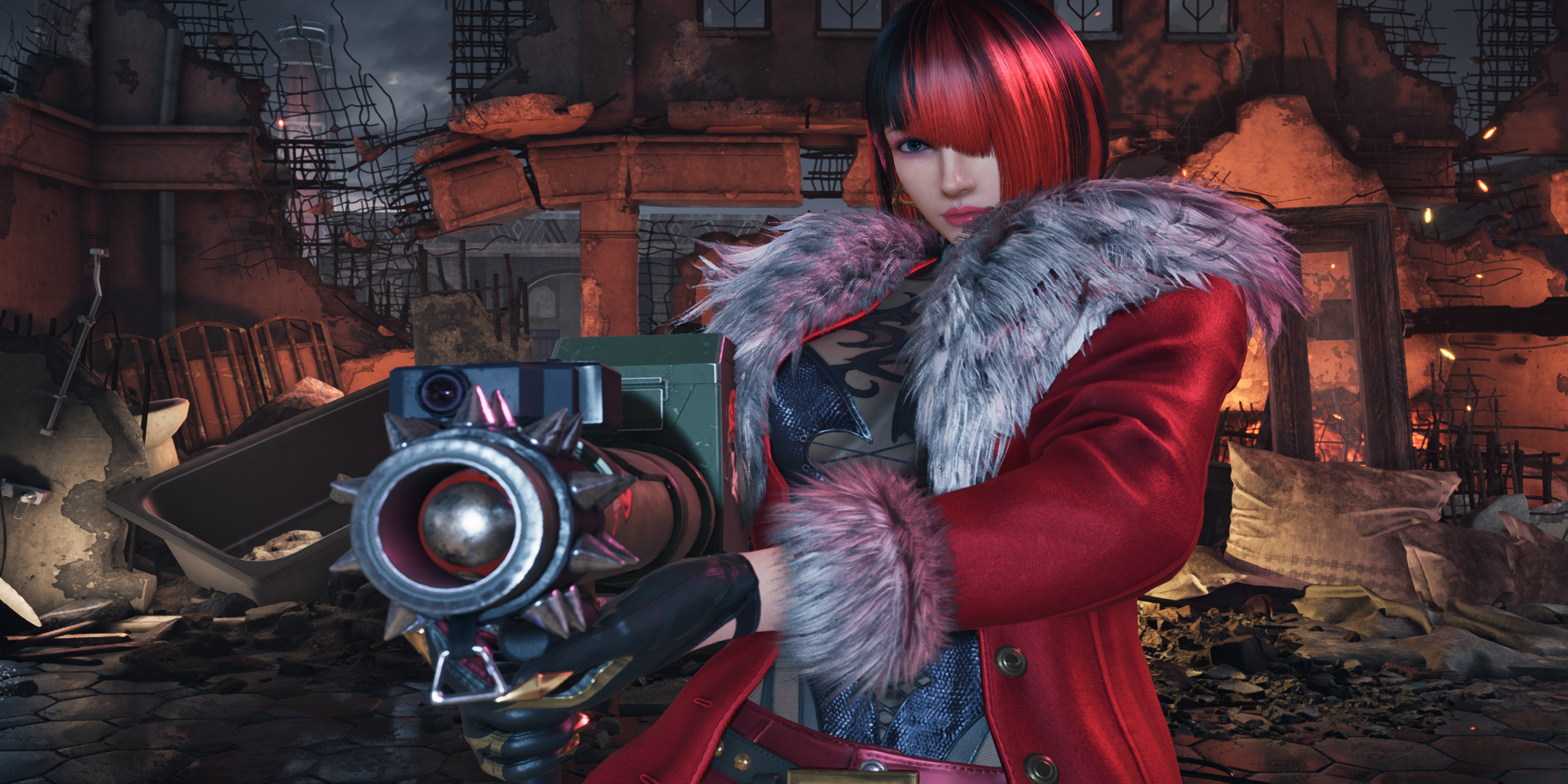 anna williams firing a rocket launcher showing off new look in tekken 8.