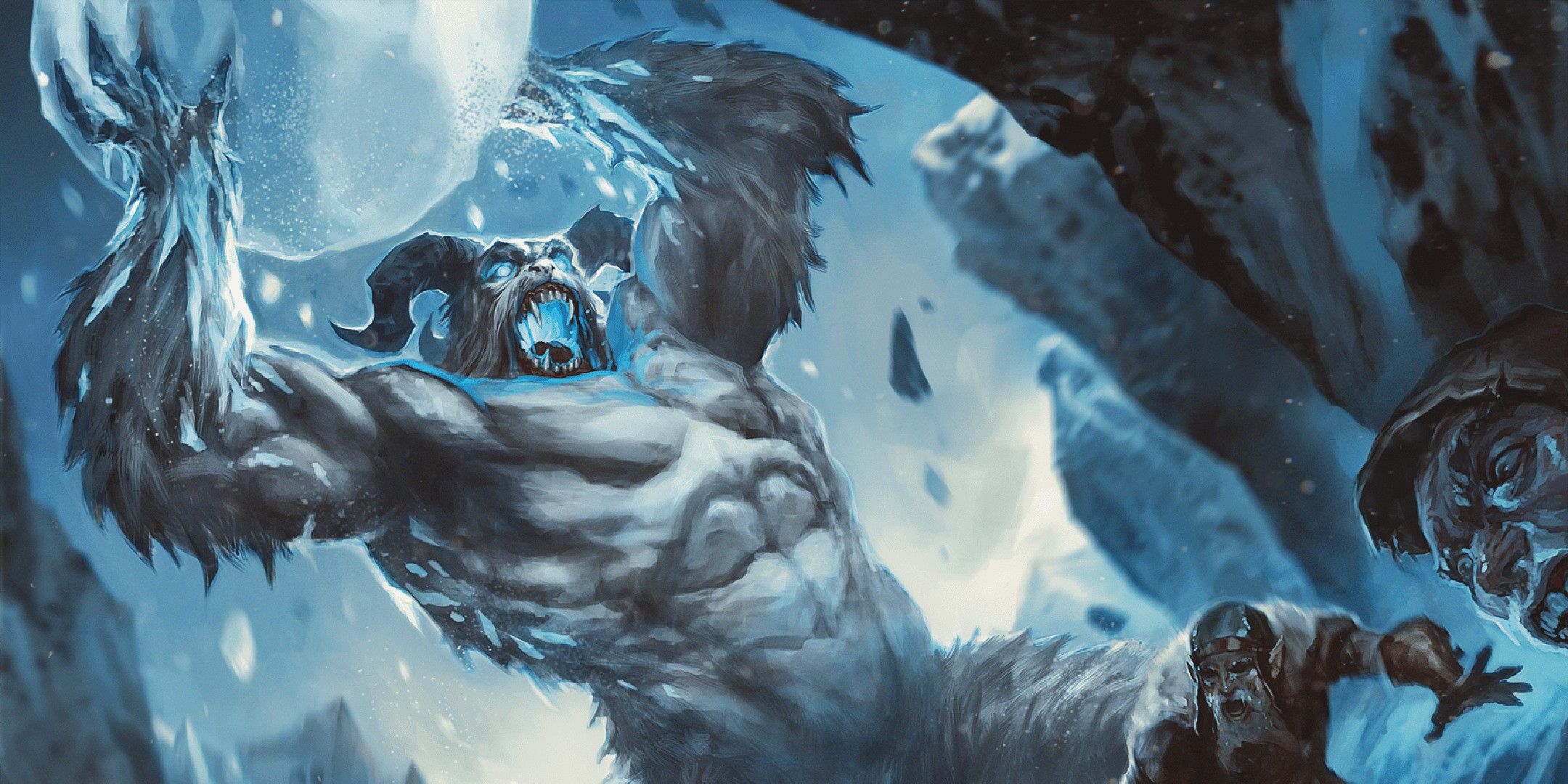 Dungeons & Dragons image showing a yeti attacking several humanoids.