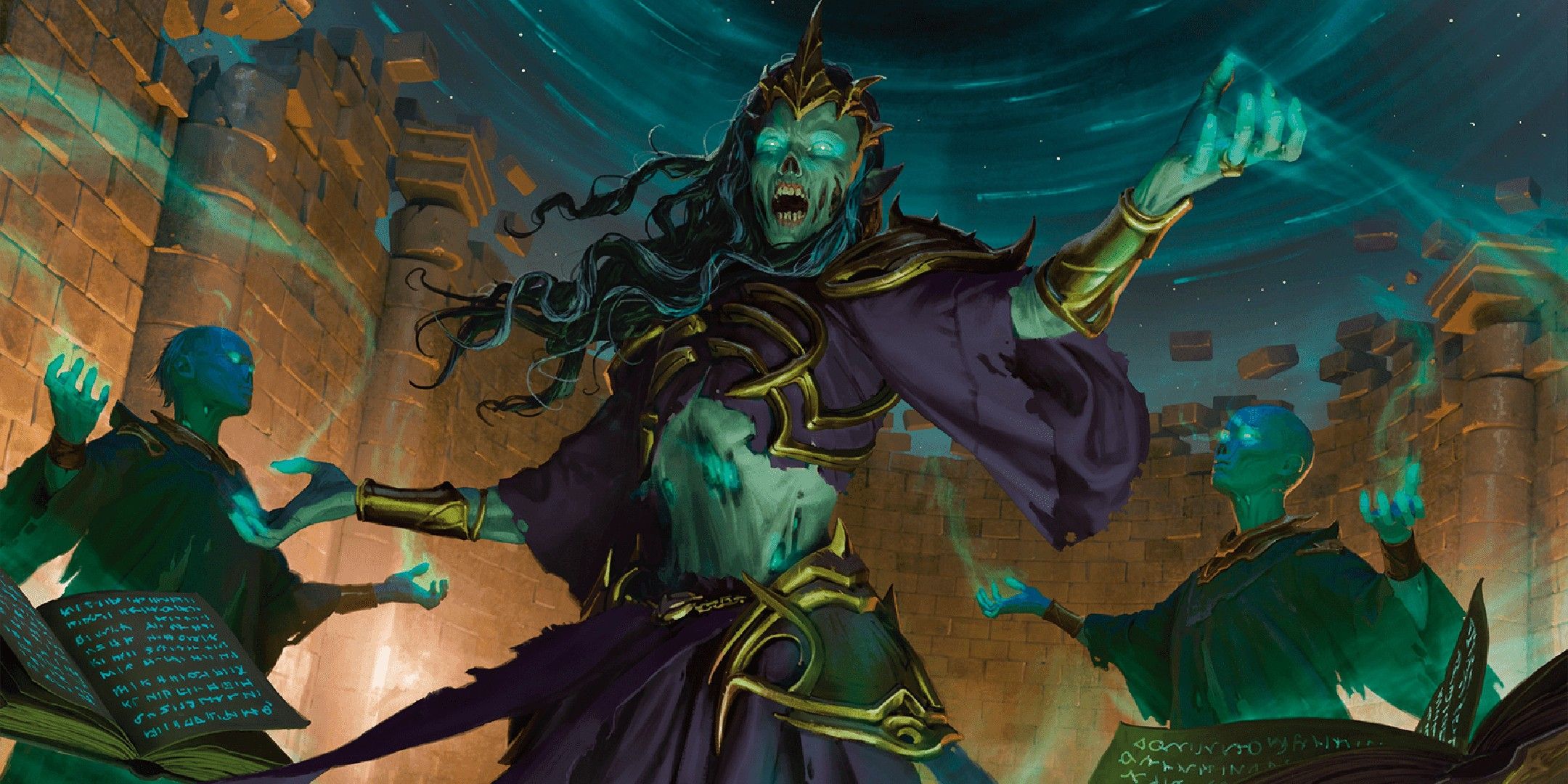 Dungeons & Dragons image showing a lich and two ghast gravecallers.