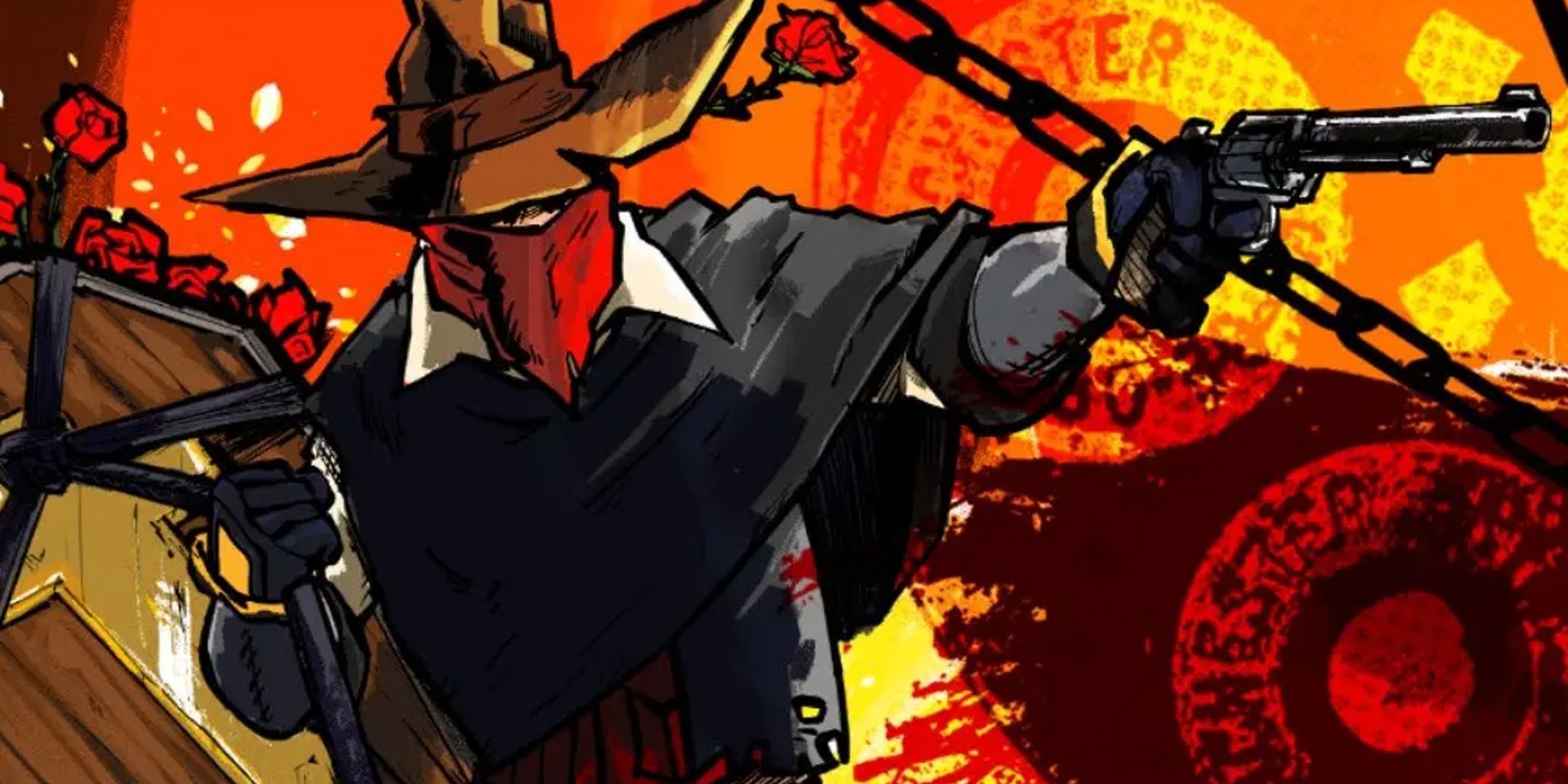 Chambers key art depicting a cowboy holding a revolver.