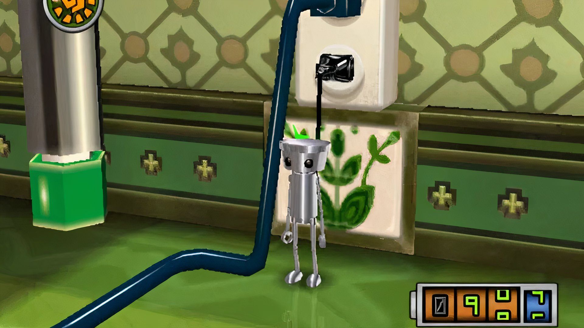 شخصیت Chibi-Robo در بازی GameCube 2005 Chibi-Robo شارژ می شود.