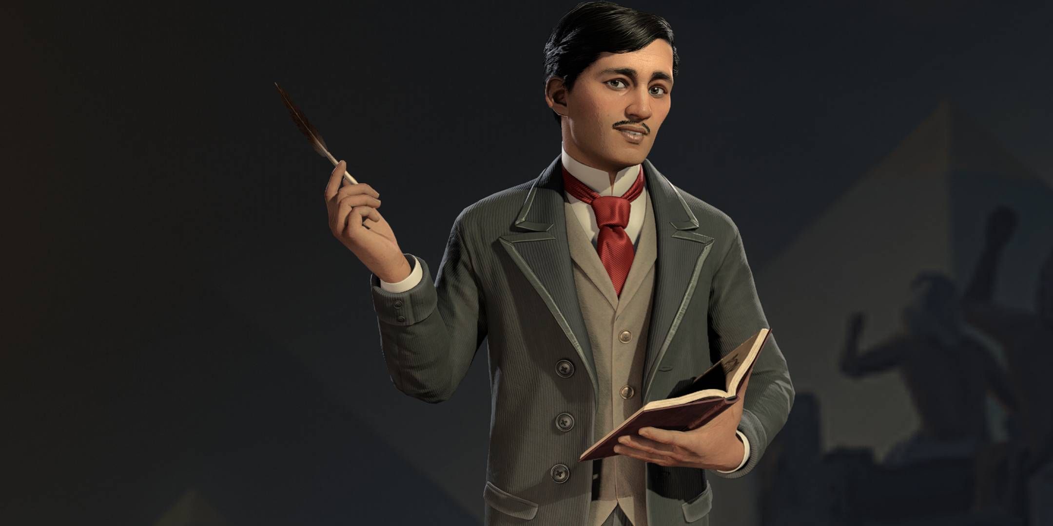 Jose Rizal holding a book in Civilization 7.