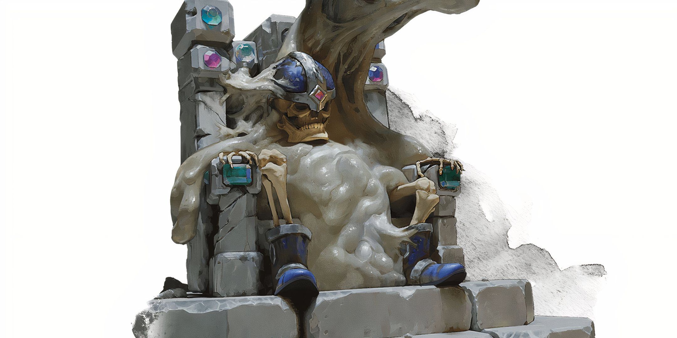 A psychic gray ooze consuming a skeletal throne in Dungeons &amp; Dragons.