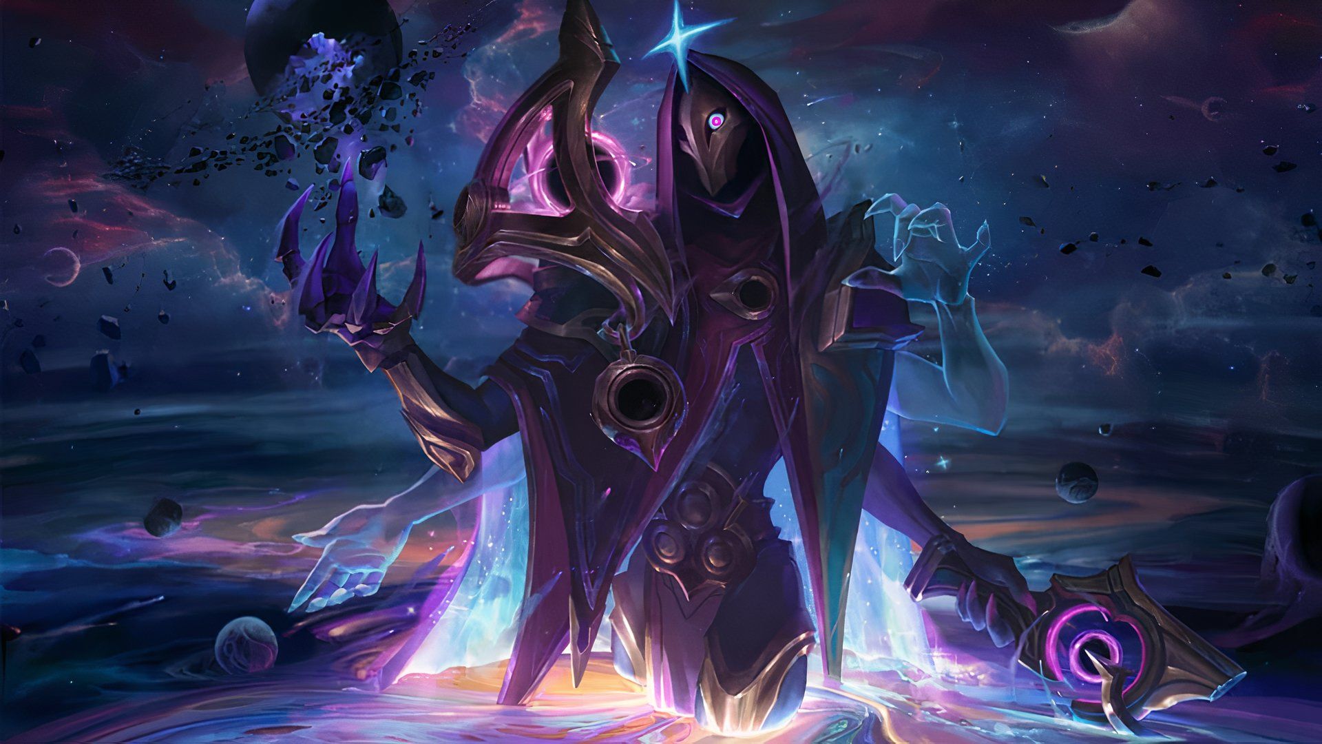 Dark Cosmic Jhin official splash art.