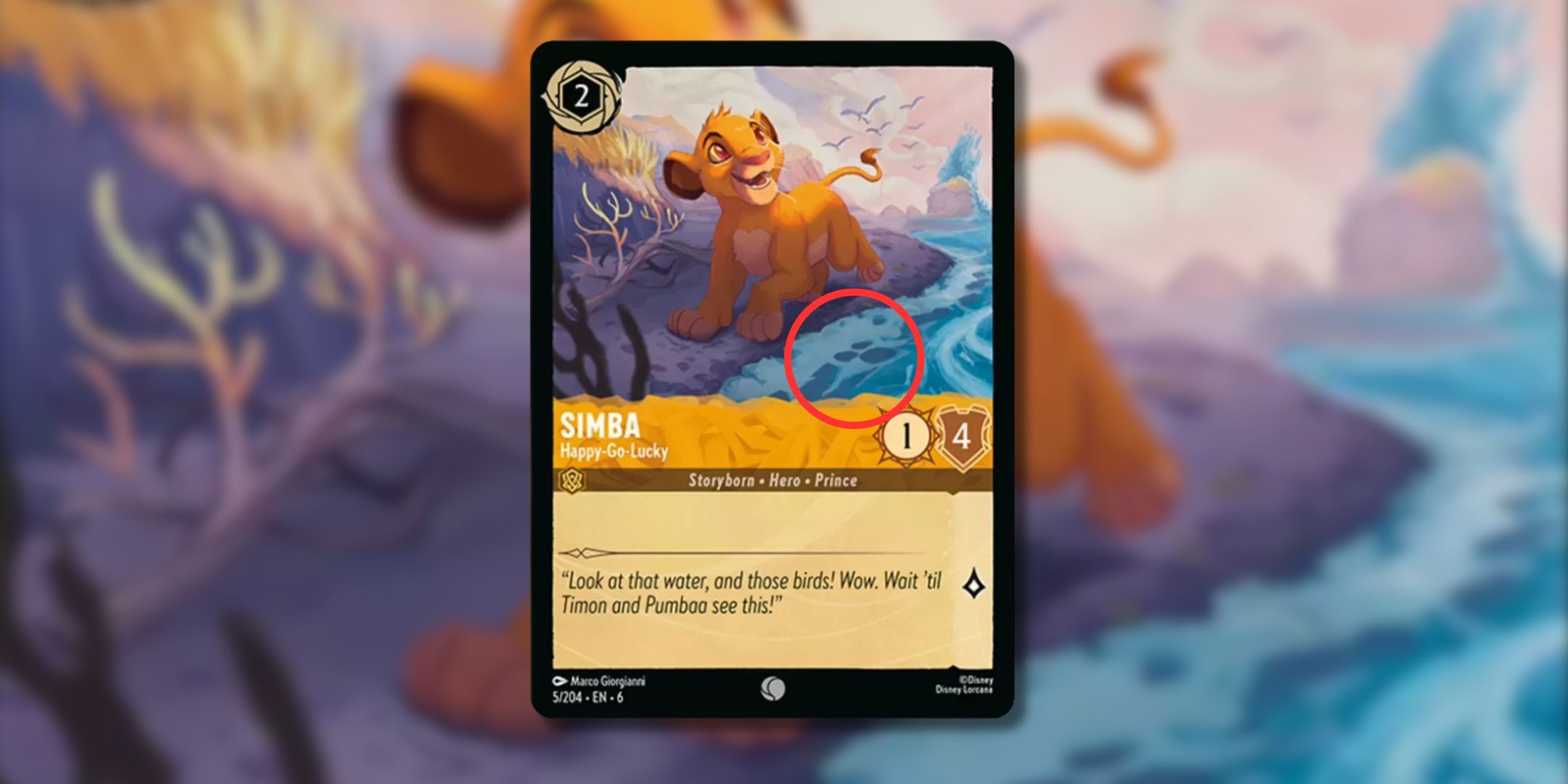 Disney Lorkana's Samba Happy Goo Lucky Card is a hidden Mickey in the surf.