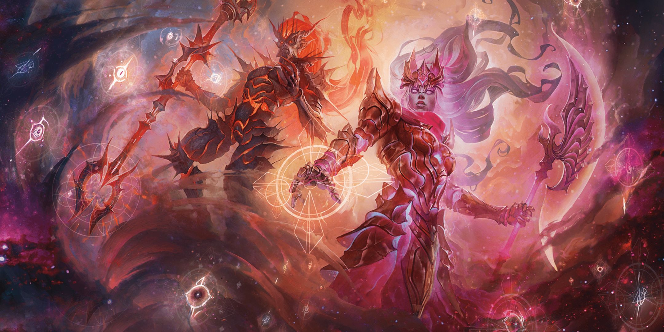 Dungeons &amp; Dragons art of Two Empyreans wielding their weapons by Nestor Ossandon Leal
