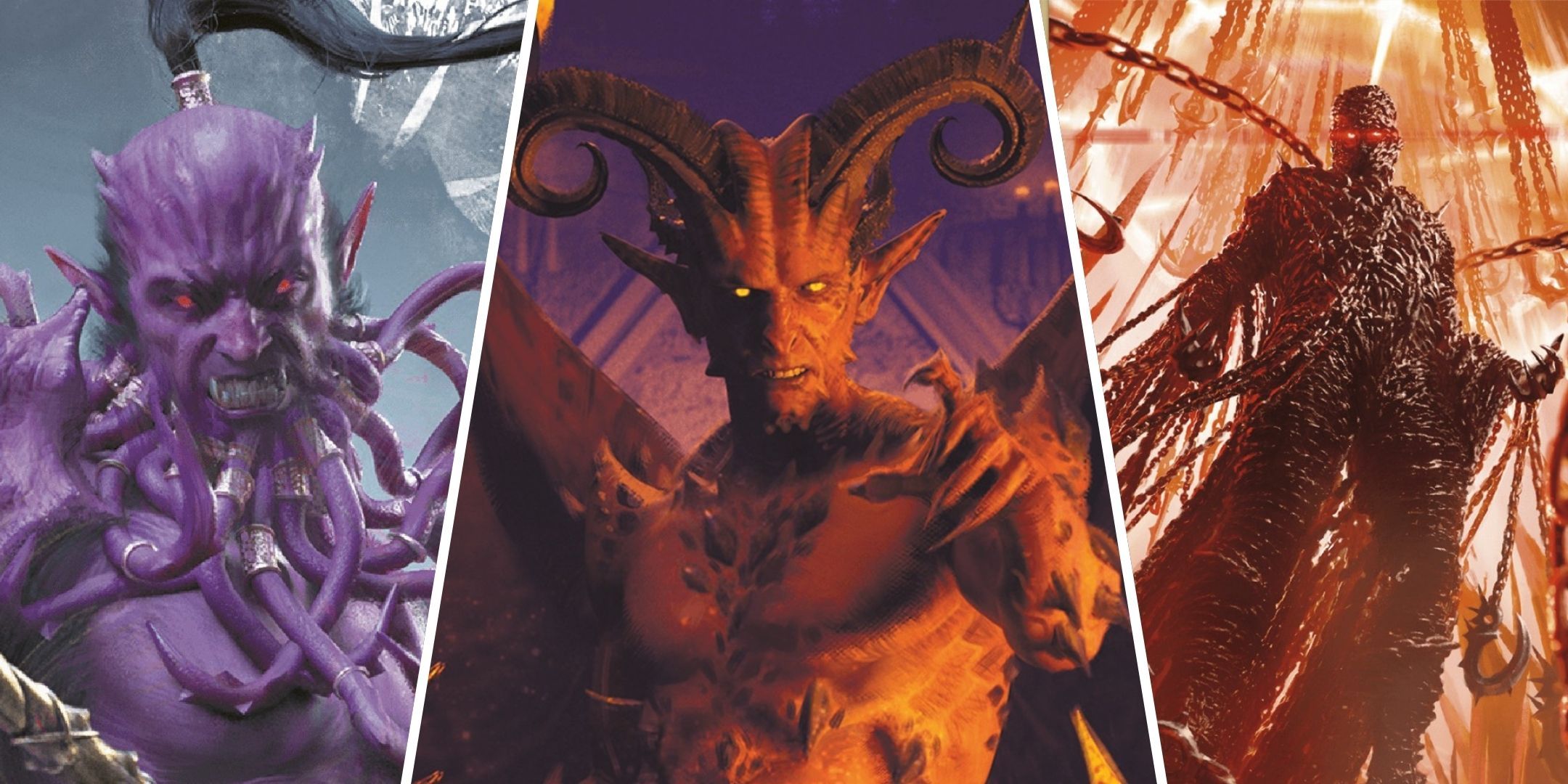 Dungeons & Dragons image showing a barbed, horned and chain devils.