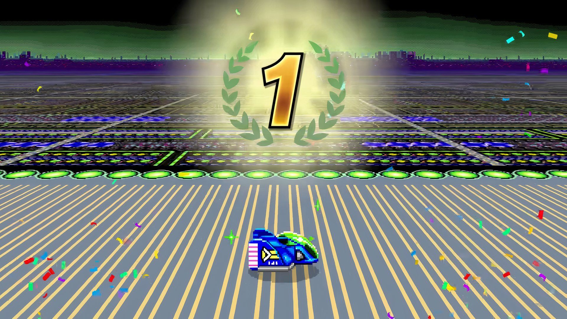 Falcon Blue در مسابقه F-Zero 99 برنده شد.