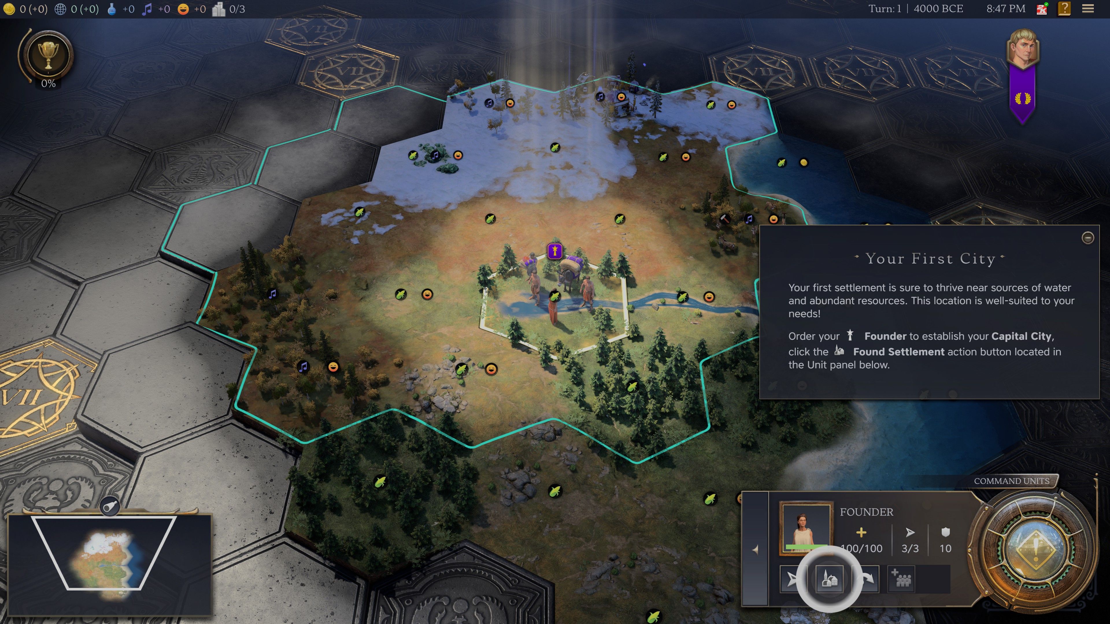 First city tutorial in Civ 7