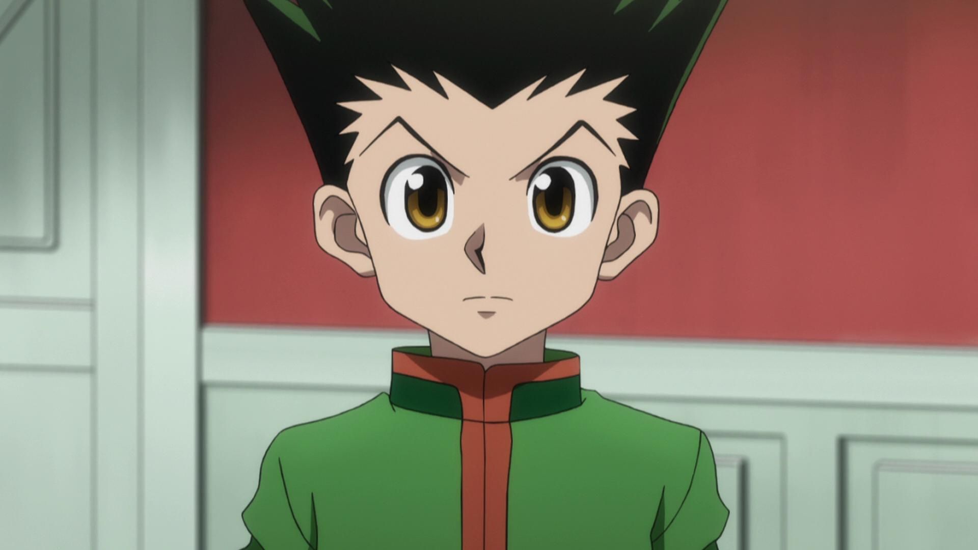 گون از Hunter X Hunter با یک بیان مصمم بر روی صورت خود.