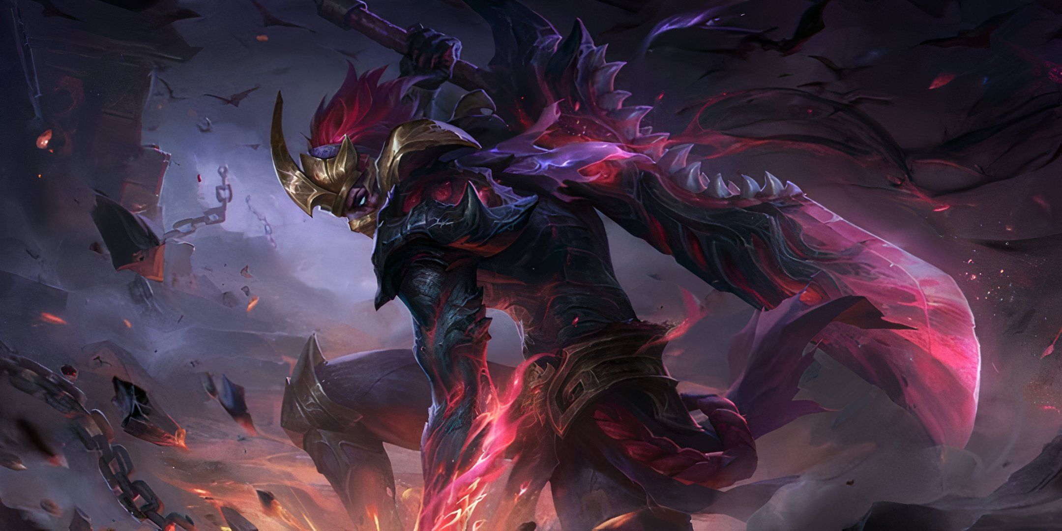 Hanzo from Mobile Legends plunging his hand into the ground while holding his demonic sword.